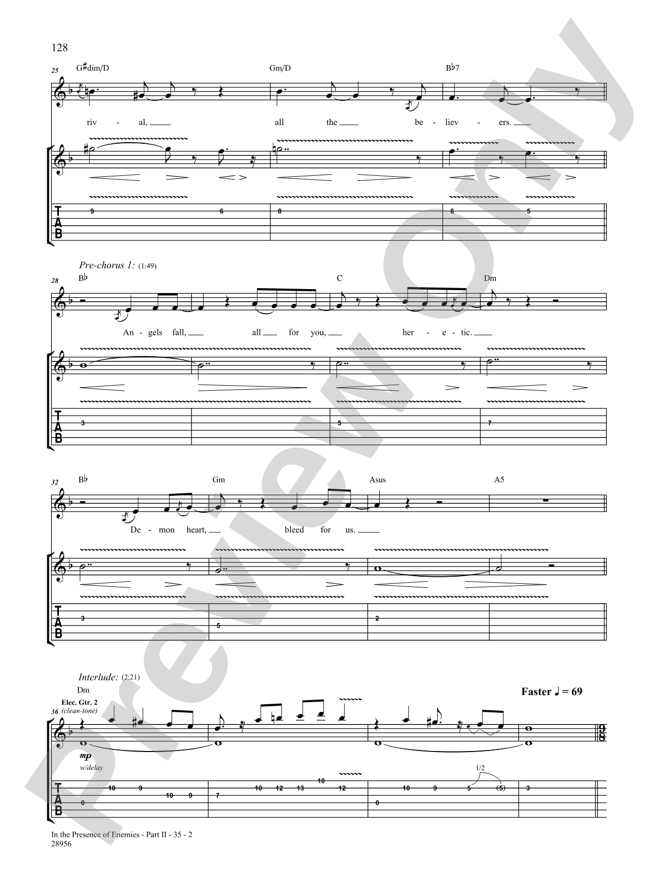 In the Presence of Enemies, Part 2: Authentic Guitar TAB