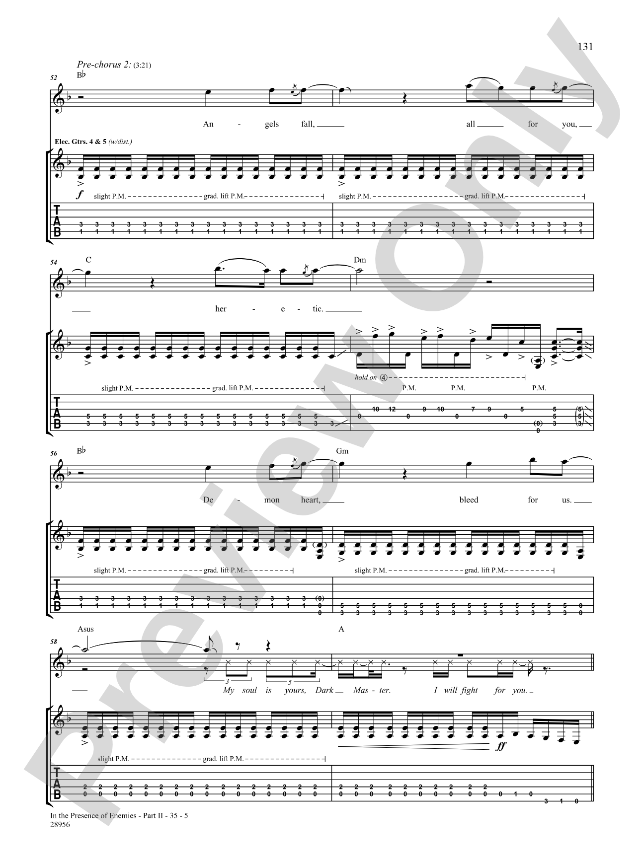 In the Presence of Enemies, Part 2: Authentic Guitar TAB