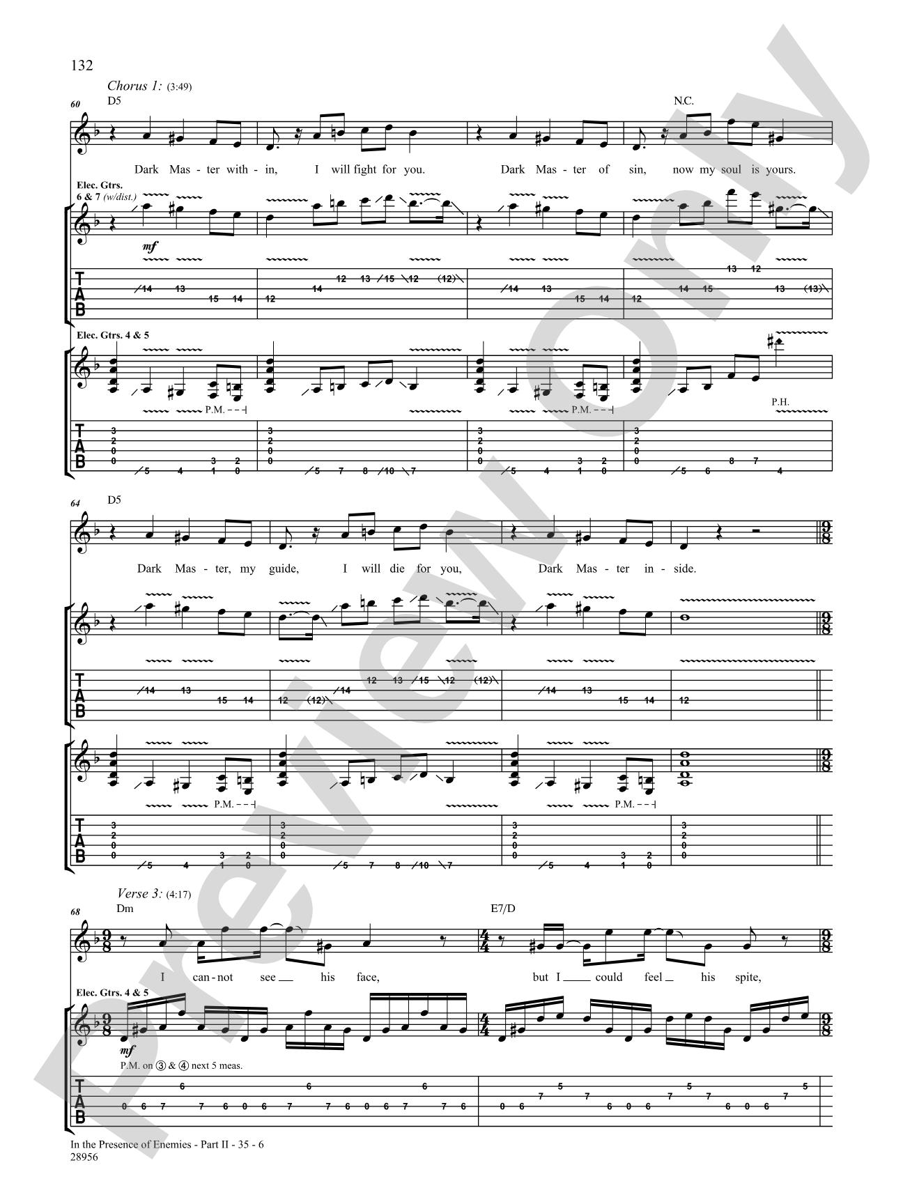 In the Presence of Enemies, Part 2: Authentic Guitar TAB