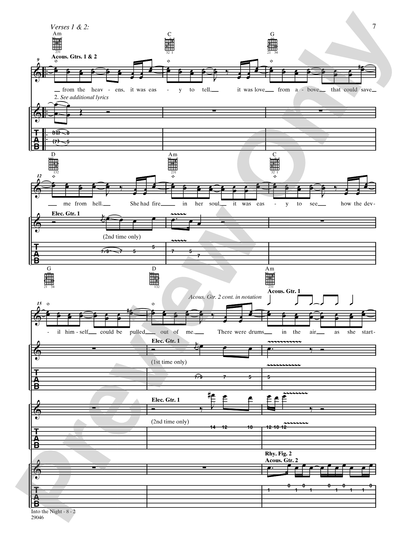 Into the Night: Authentic Guitar TAB