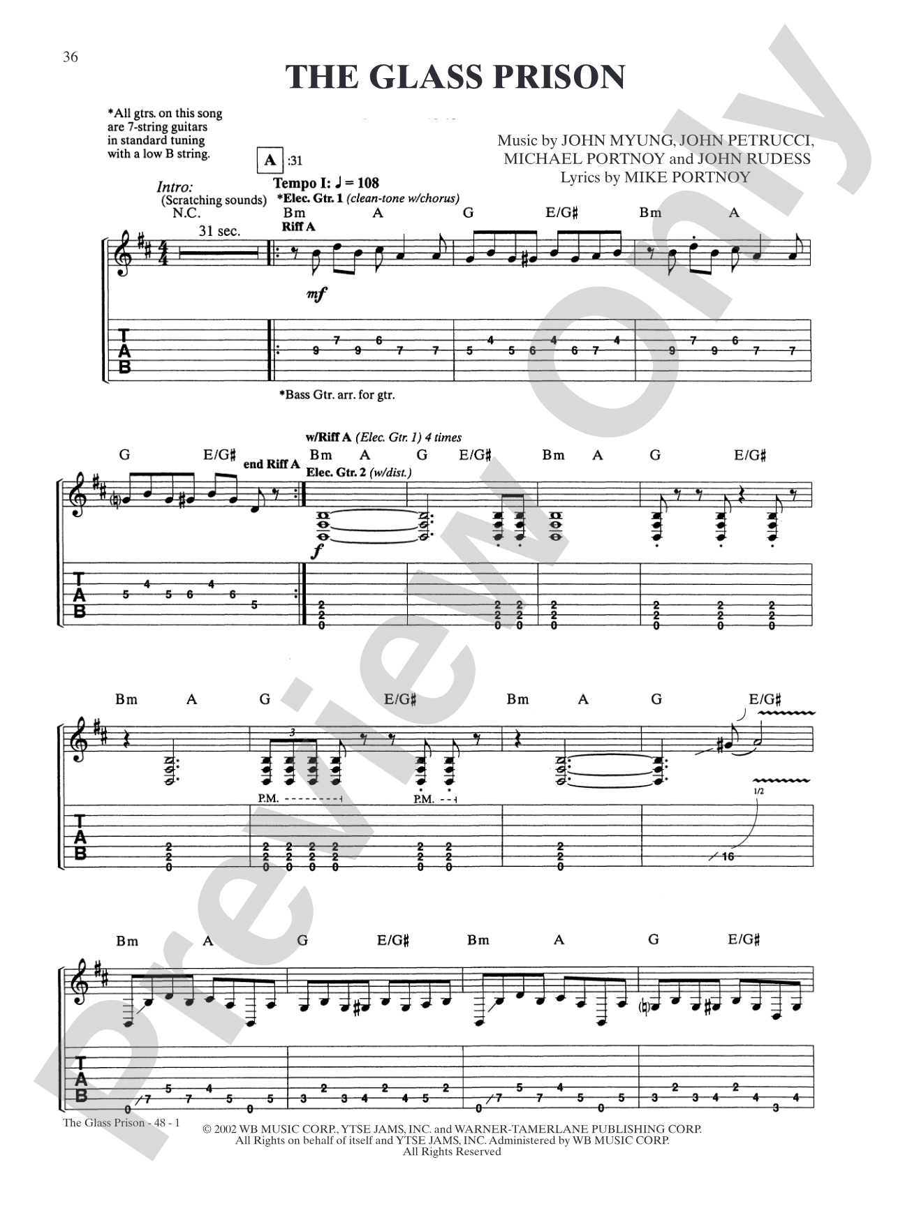 The Glass Prison: Authentic Guitar TAB