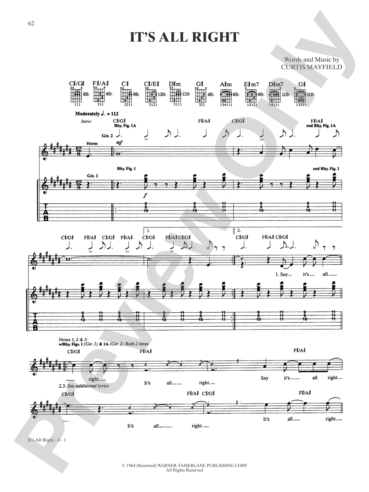 It's All Right: Authentic Guitar TAB