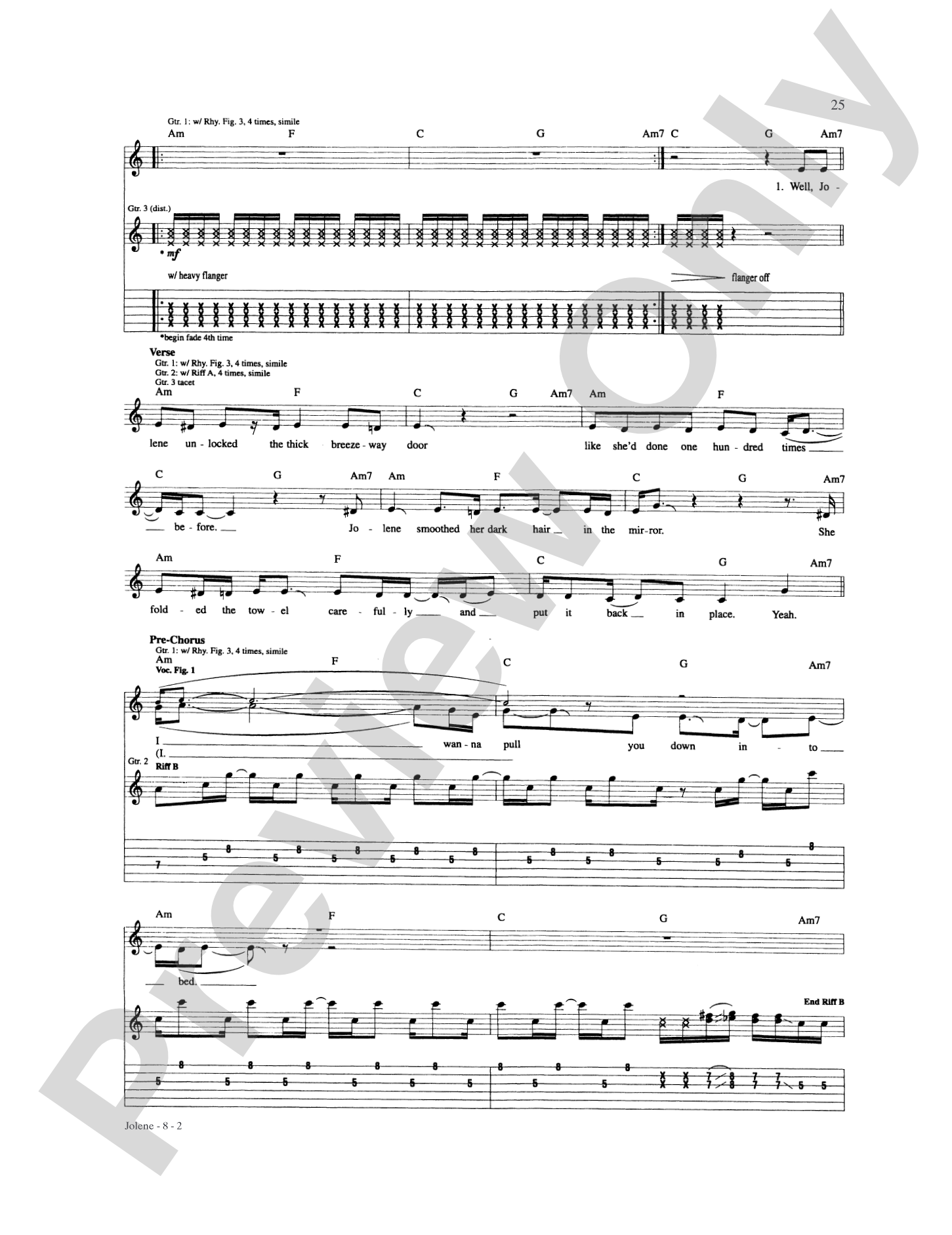 Jolene: Authentic Guitar TAB