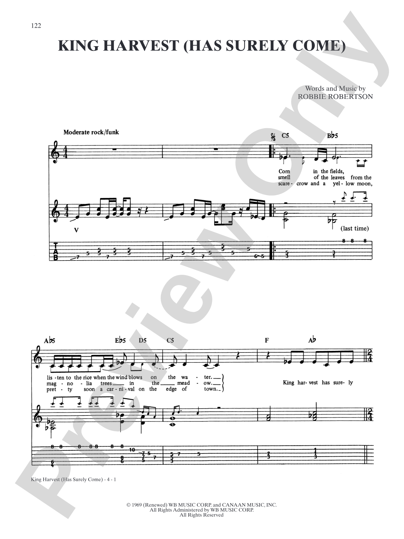 King Harvest (Has Surely Come): Authentic Guitar TAB