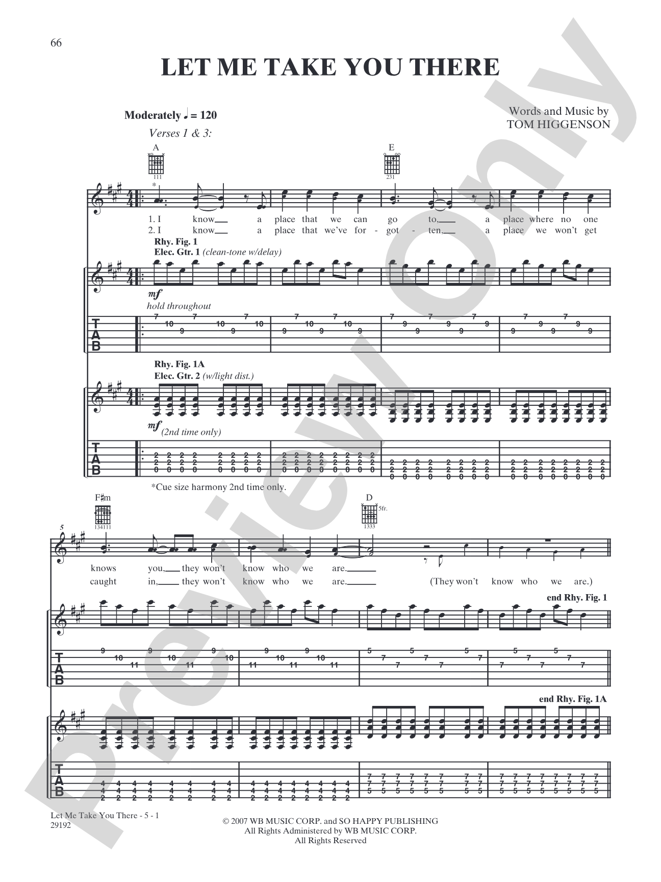 Let Me Take You There: Authentic Guitar TAB