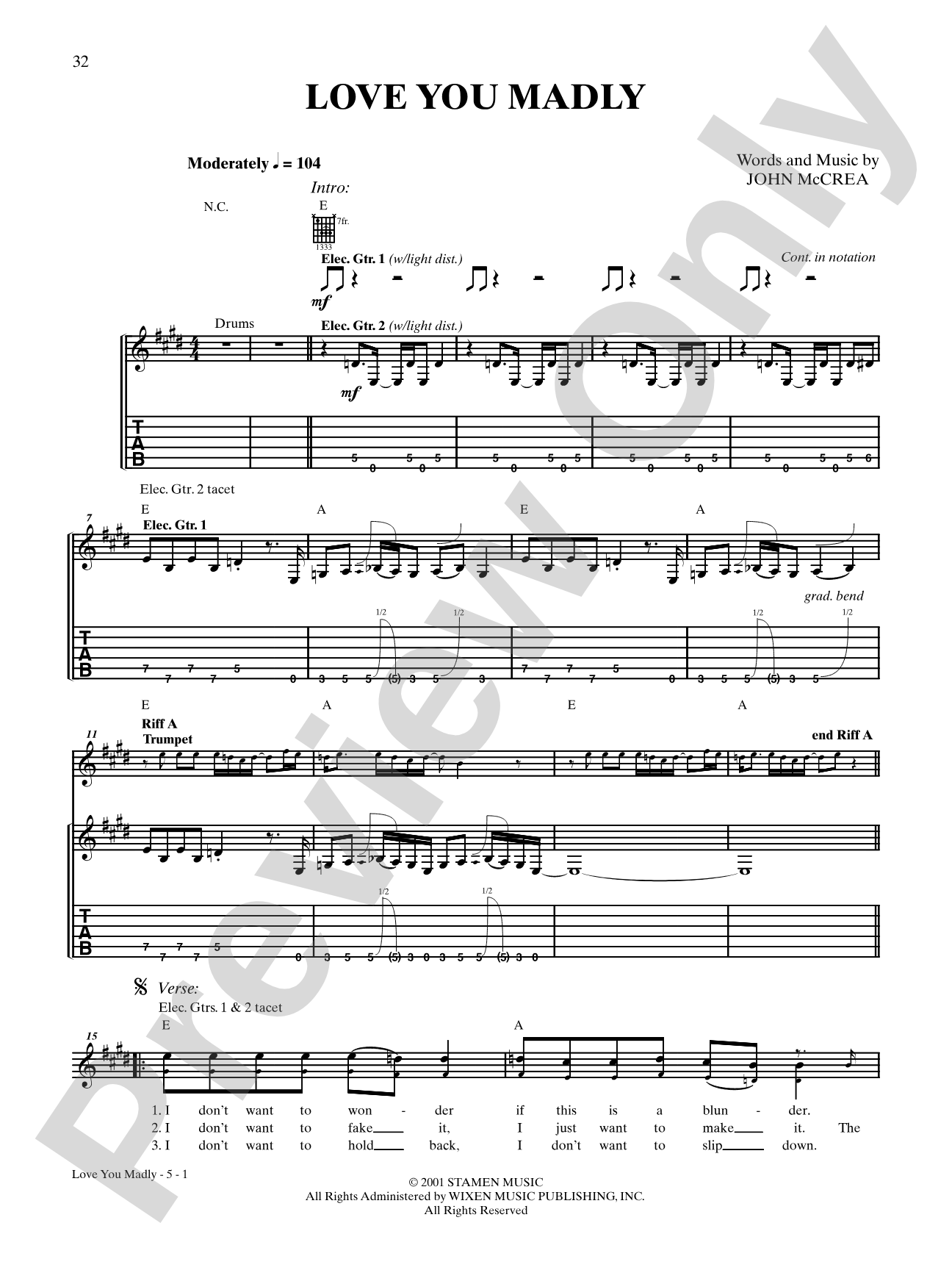 Love You Madly: Authentic Guitar TAB