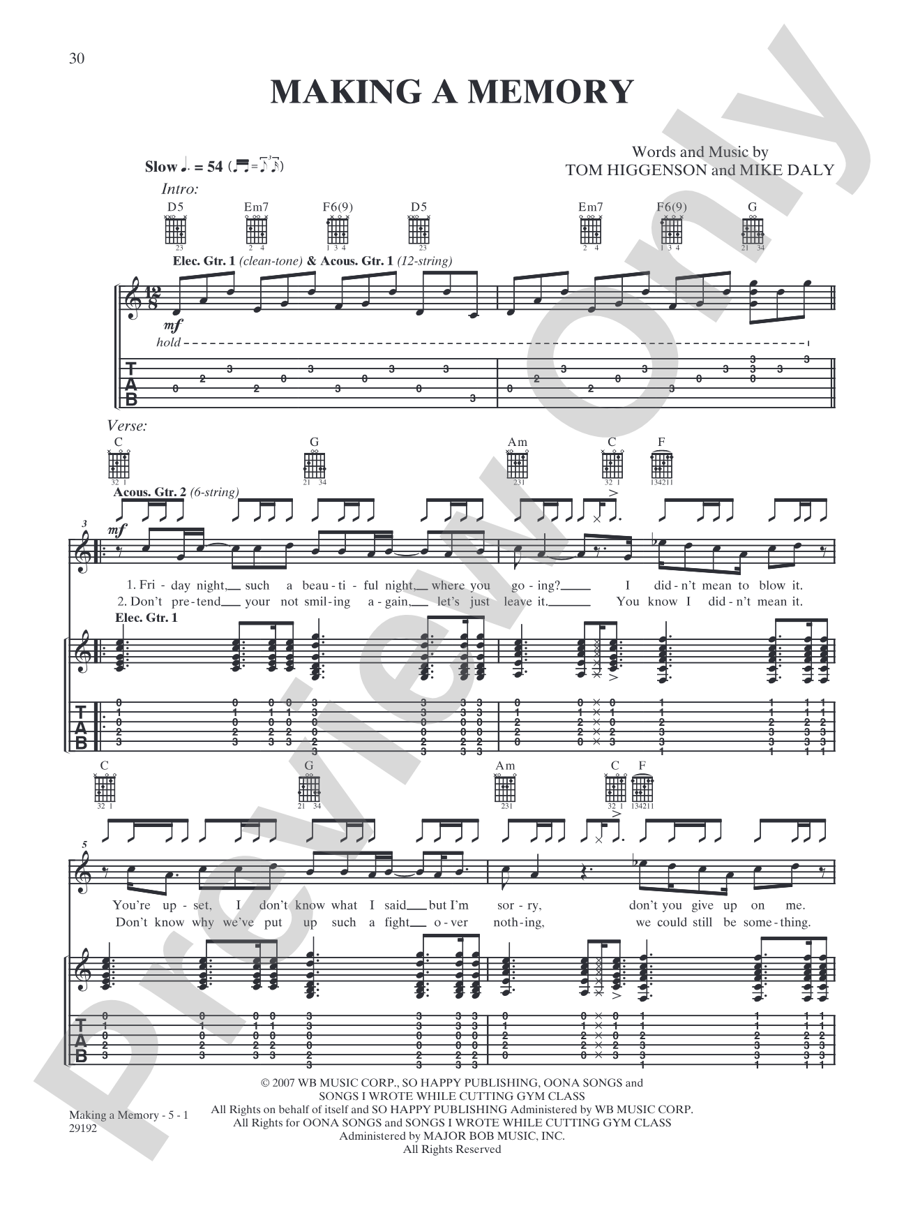 Making a Memory: Authentic Guitar TAB