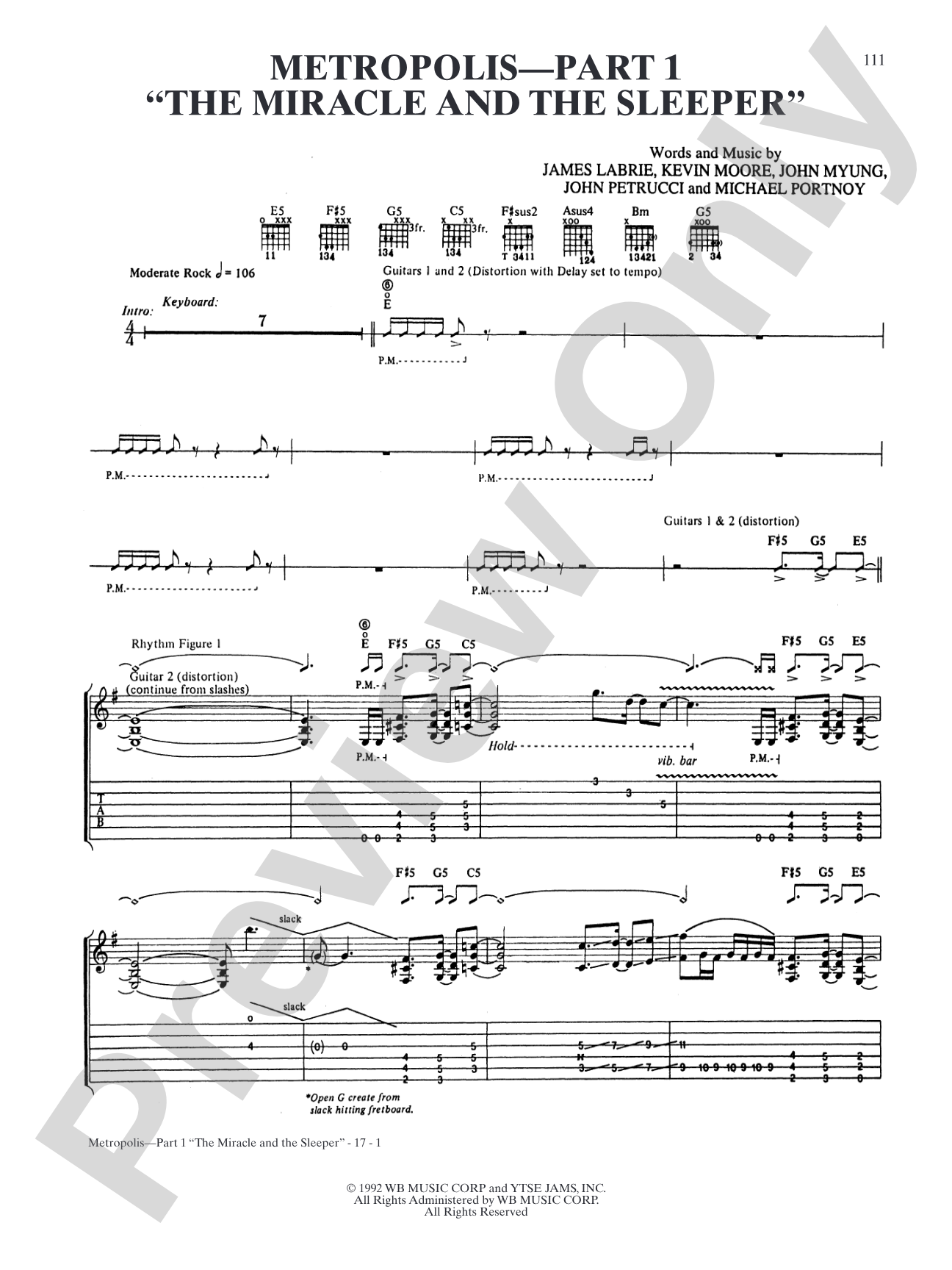 Metropolis-Part 1: "The Miracle and the Sleeper": Authentic Guitar TAB