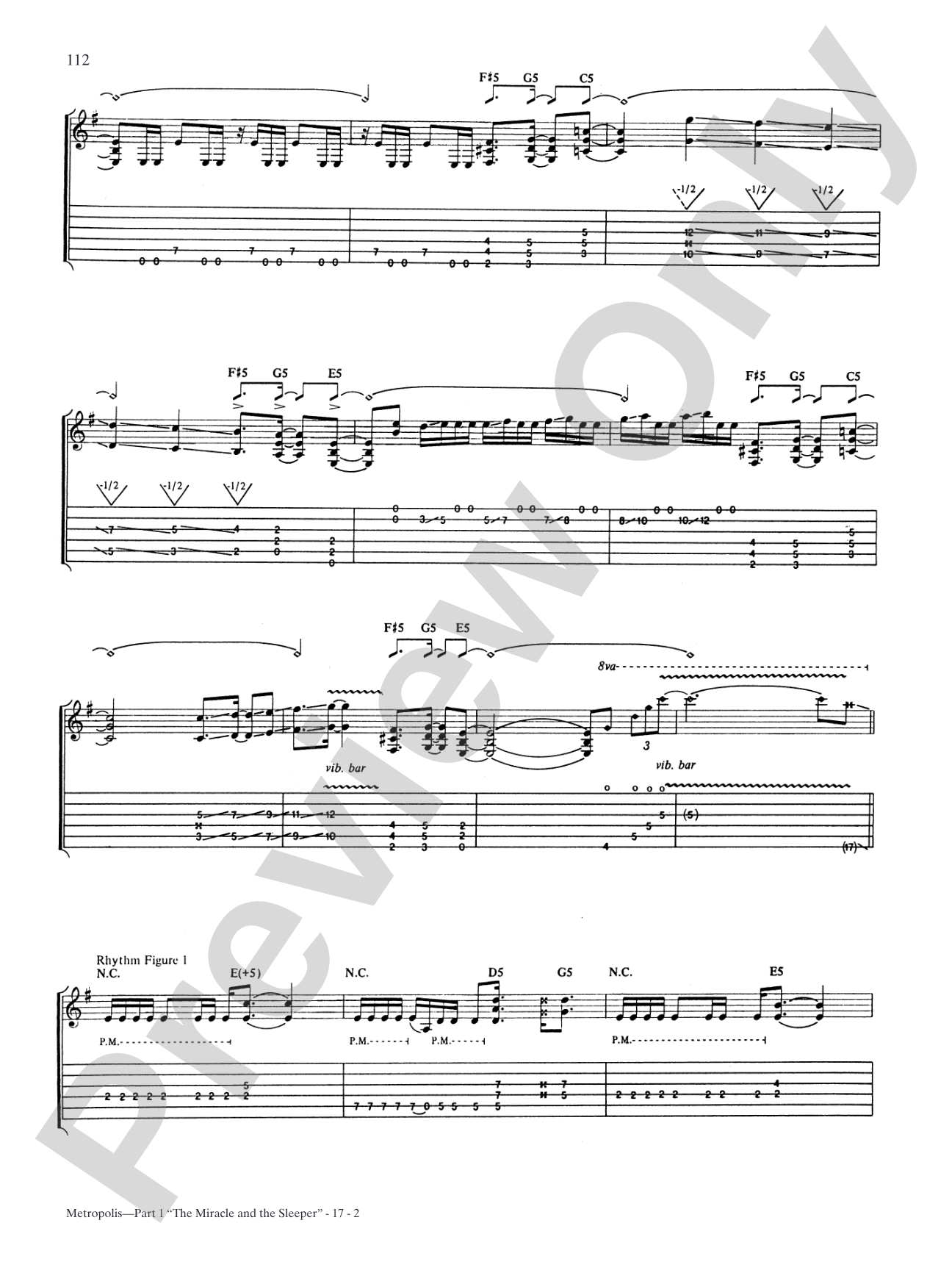 Metropolis-Part 1: "The Miracle and the Sleeper": Authentic Guitar TAB
