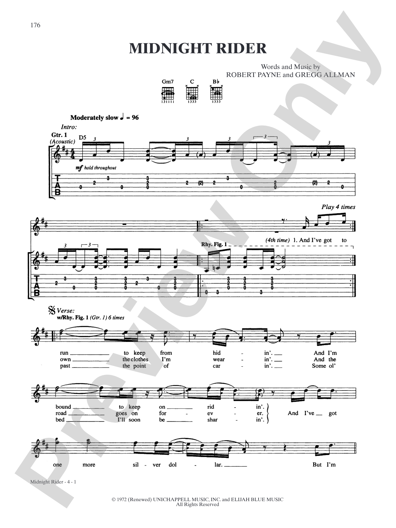 Midnight Rider: Authentic Guitar TAB