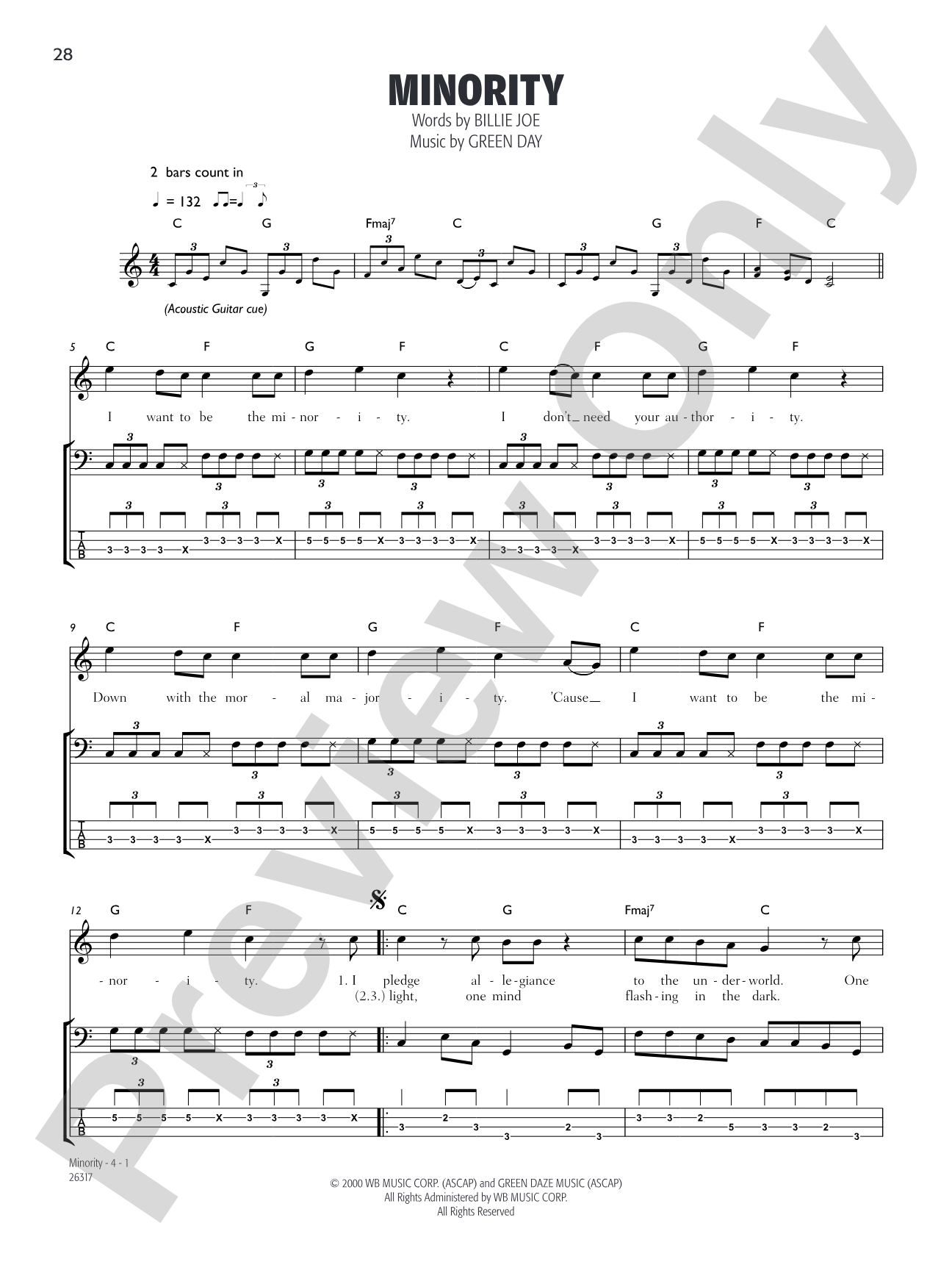 Minority: Bass TAB
