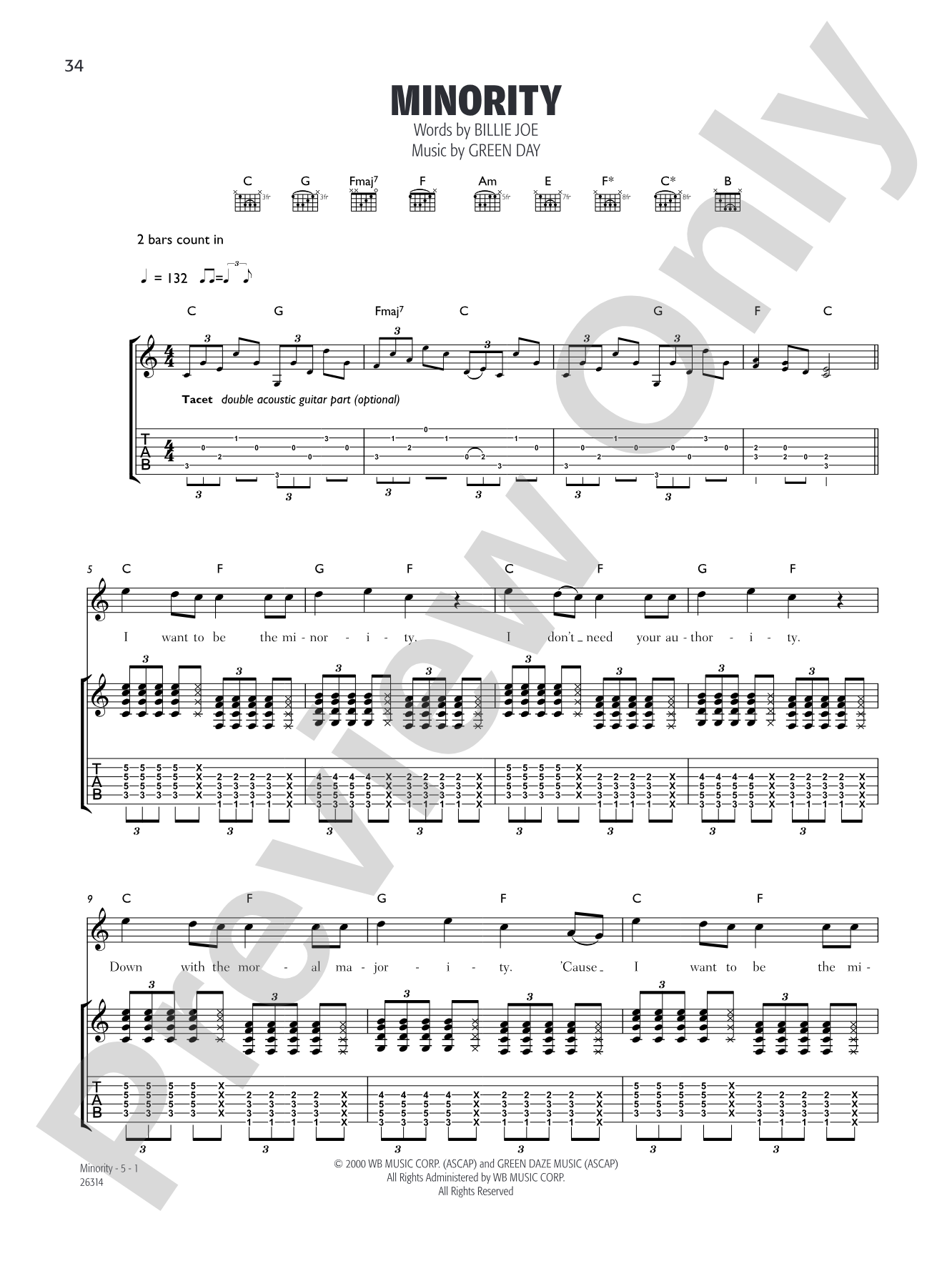 Minority: Guitar TAB