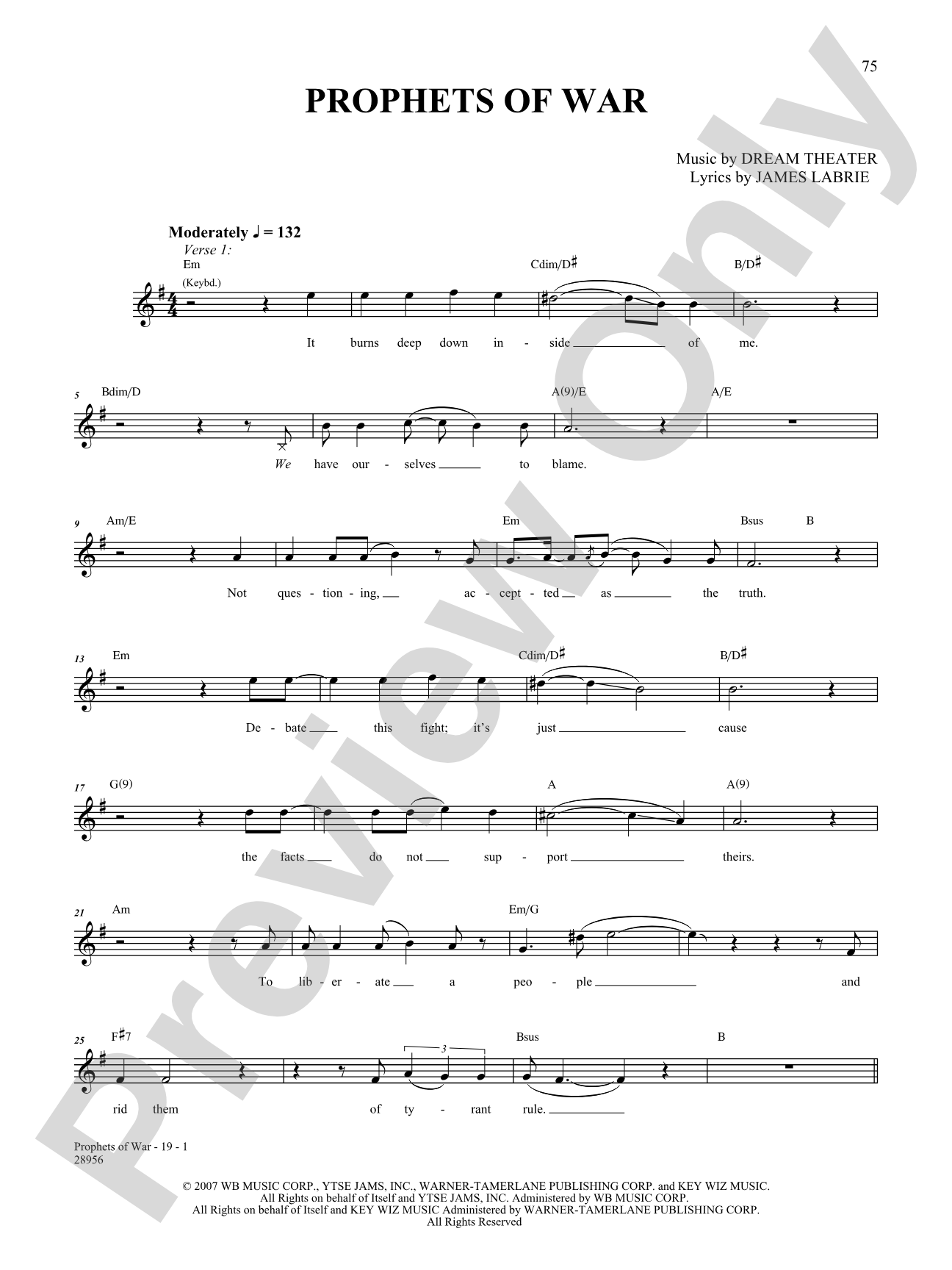Prophets of War: Authentic Guitar TAB