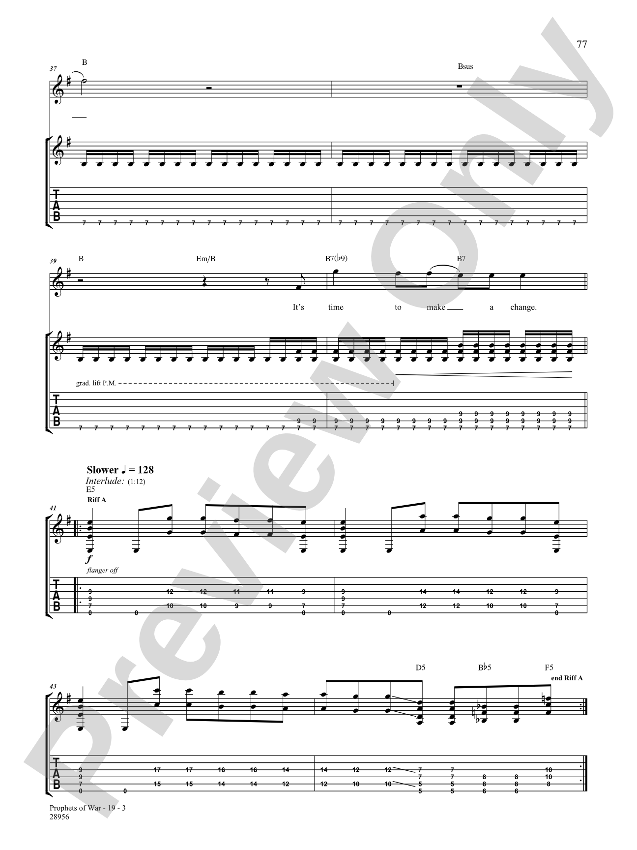 Prophets of War: Authentic Guitar TAB