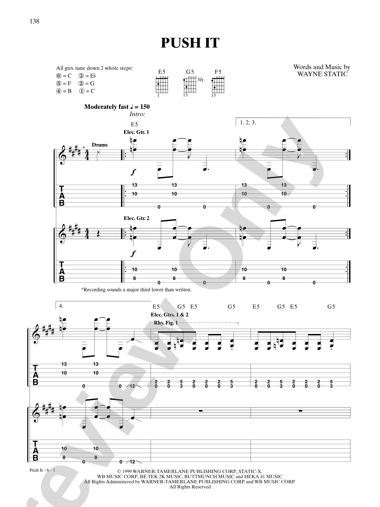Push It: Authentic Guitar TAB