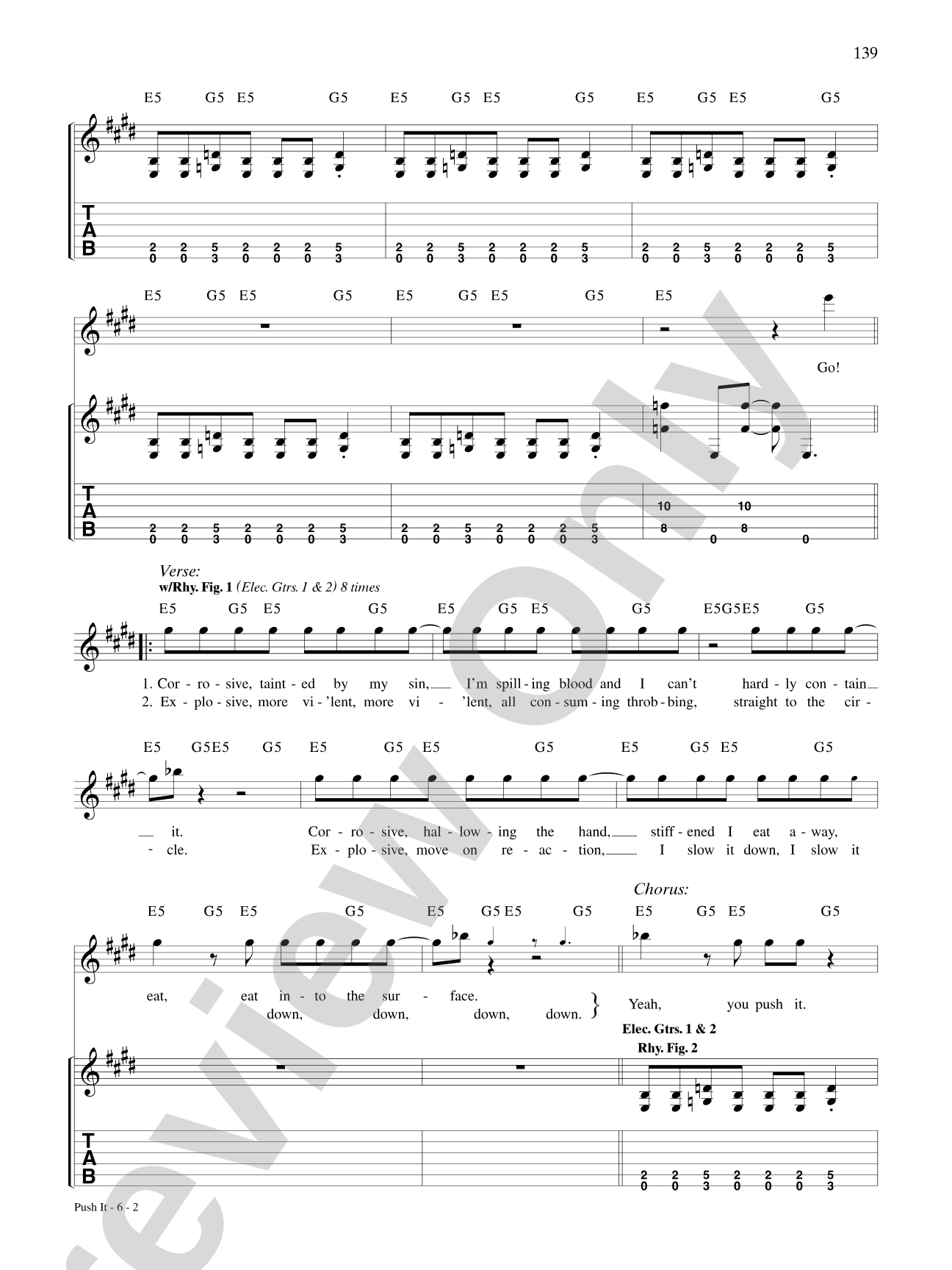 Push It: Authentic Guitar TAB