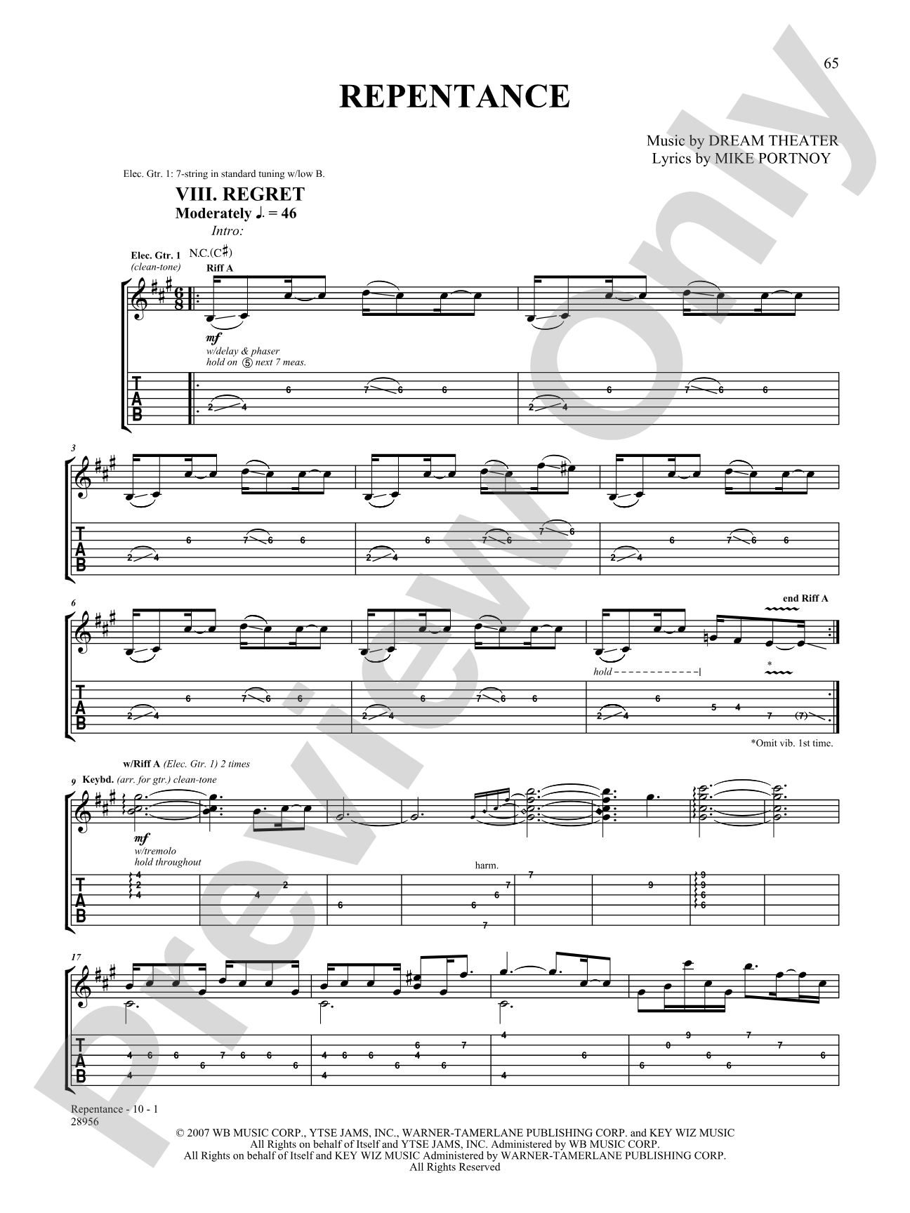 Repentance: Authentic Guitar TAB