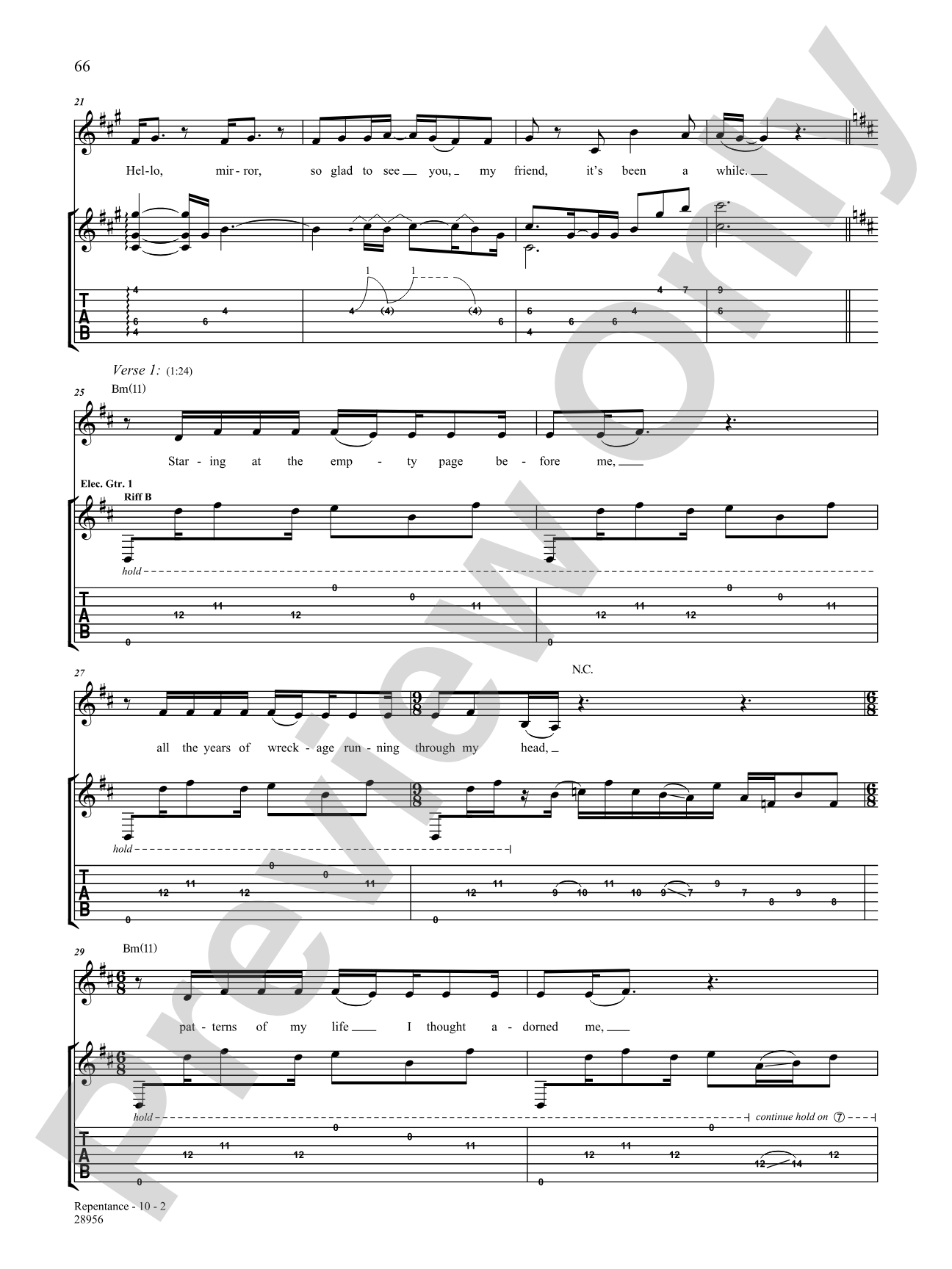 Repentance: Authentic Guitar TAB