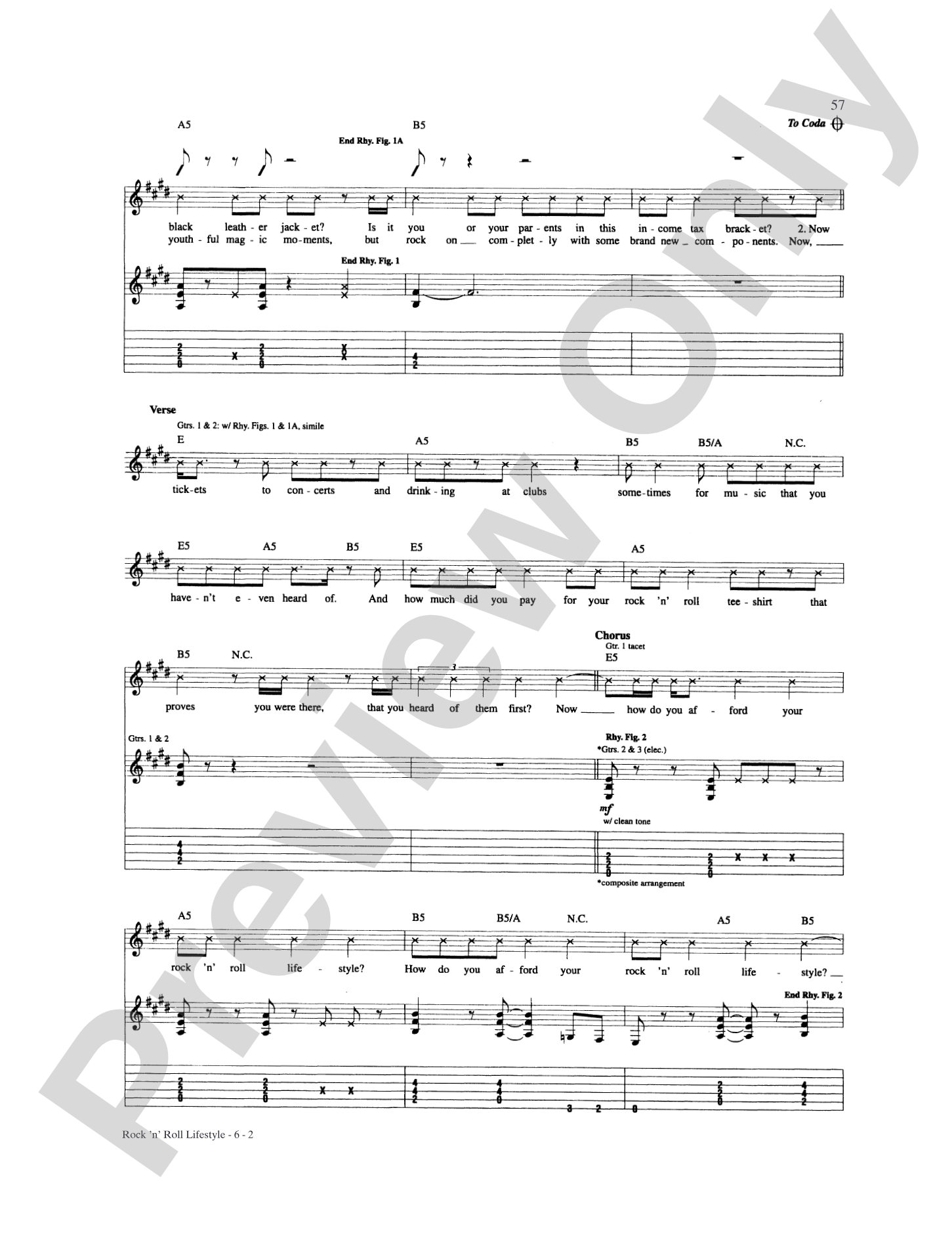 Rock 'N' Roll Lifestyle: Authentic Guitar TAB