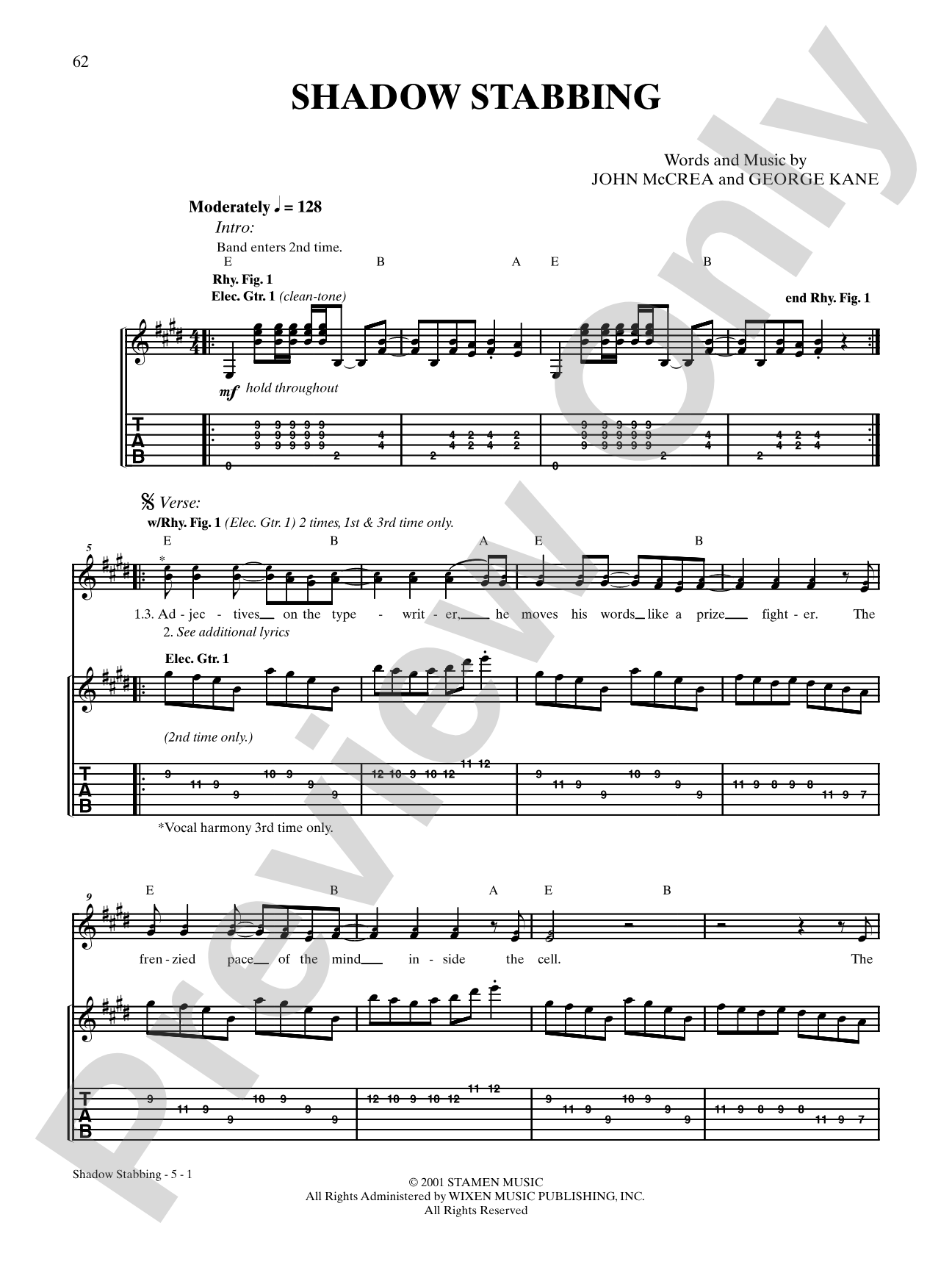 Shadow Stabbing: Authentic Guitar TAB