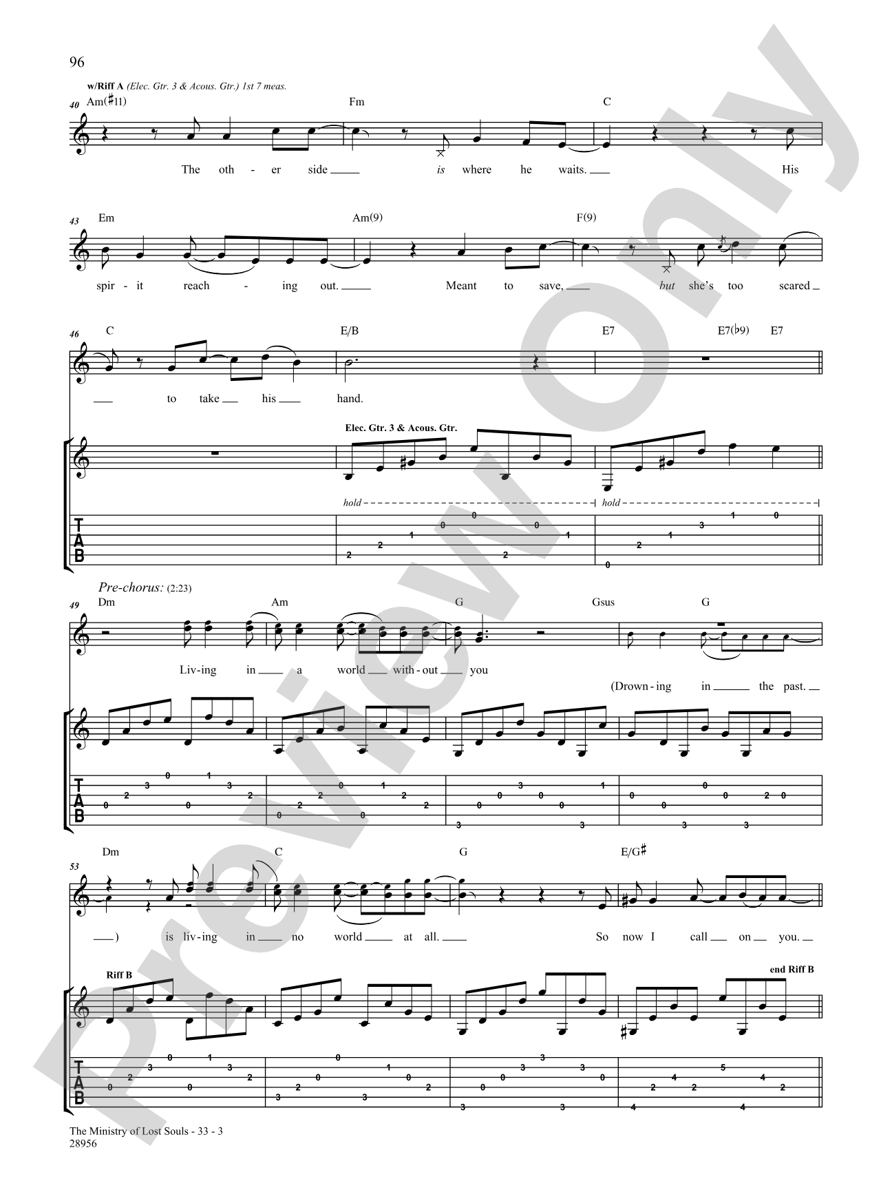 The Ministry of Lost Souls: Authentic Guitar TAB