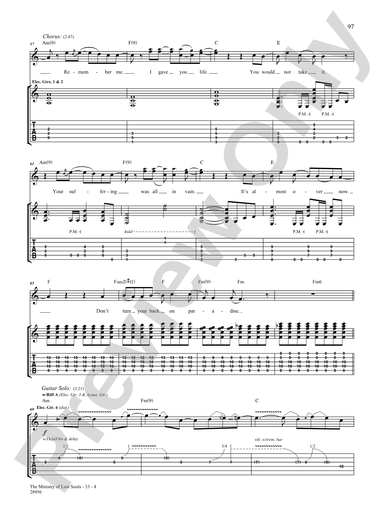 The Ministry of Lost Souls: Authentic Guitar TAB