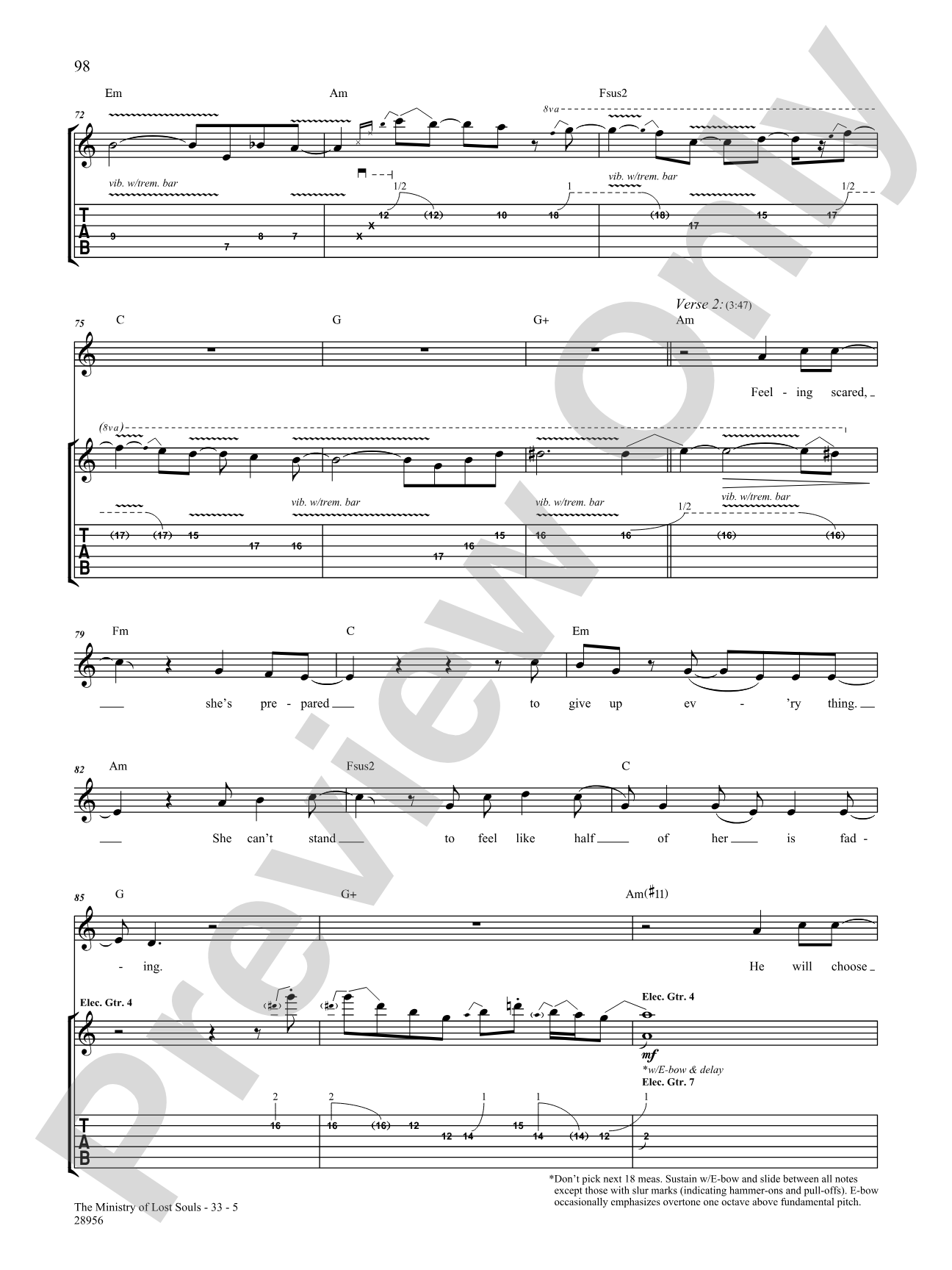 The Ministry of Lost Souls: Authentic Guitar TAB