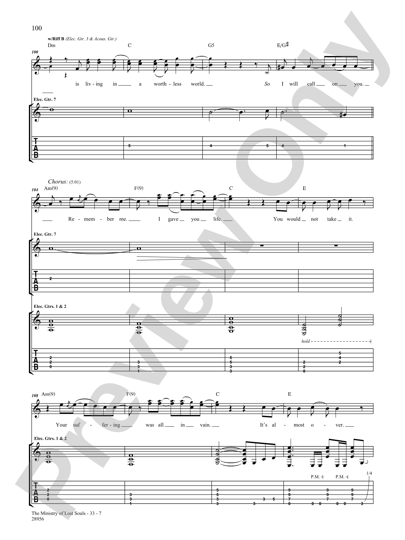 The Ministry of Lost Souls: Authentic Guitar TAB