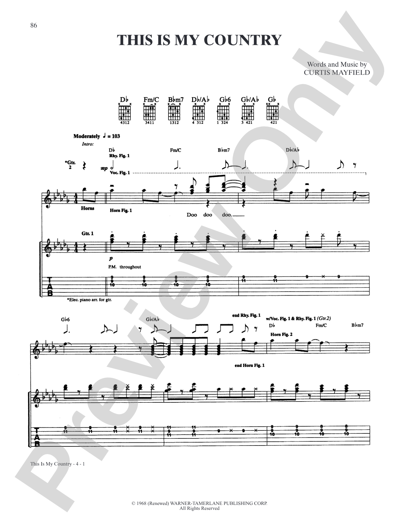 This Is My Country: Authentic Guitar TAB