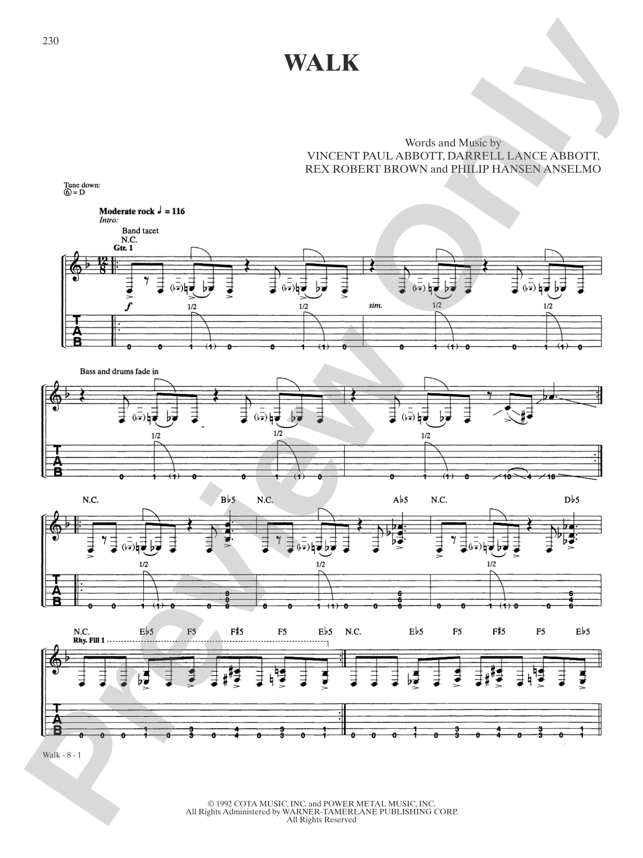 Walk: Authentic Guitar TAB