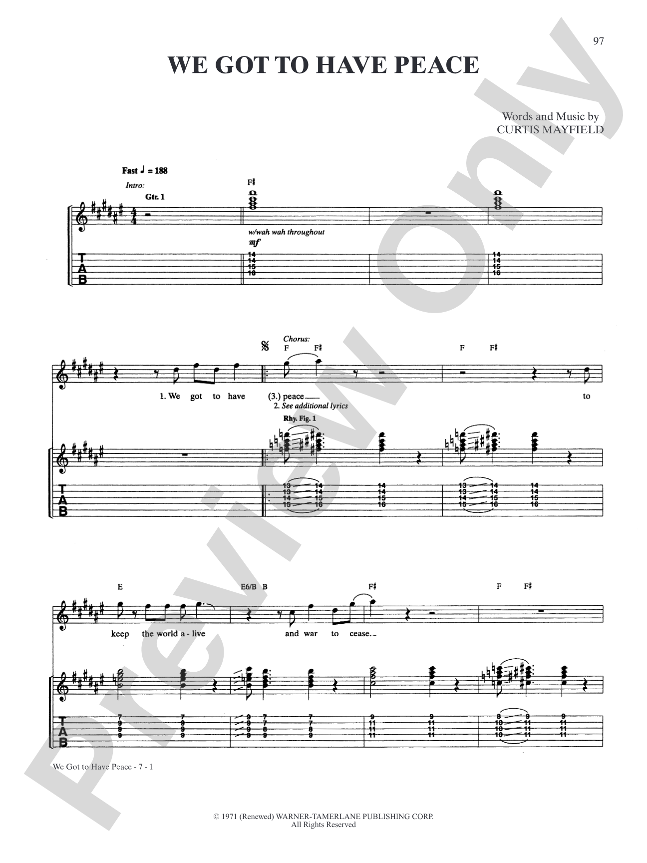 We Got to Have Peace: Authentic Guitar TAB