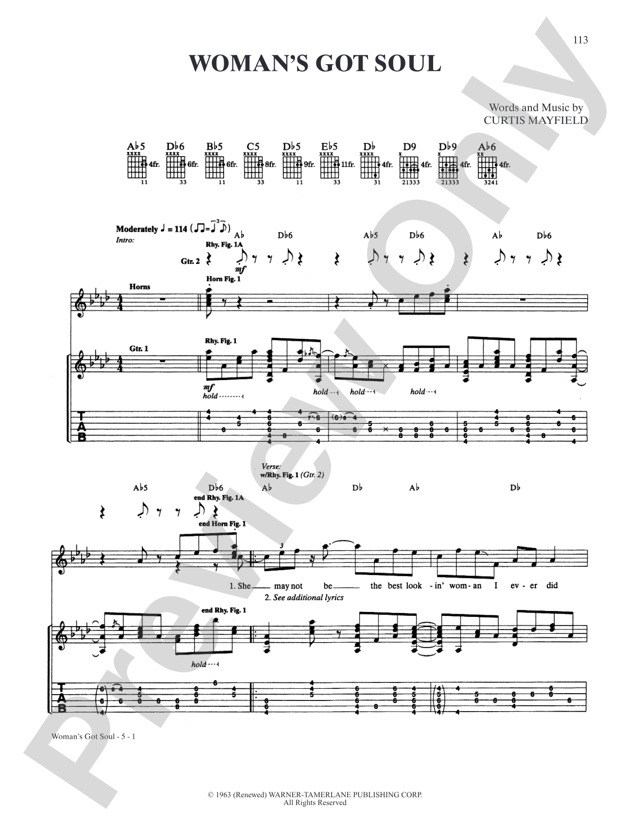 Woman's Got Soul: Authentic Guitar TAB