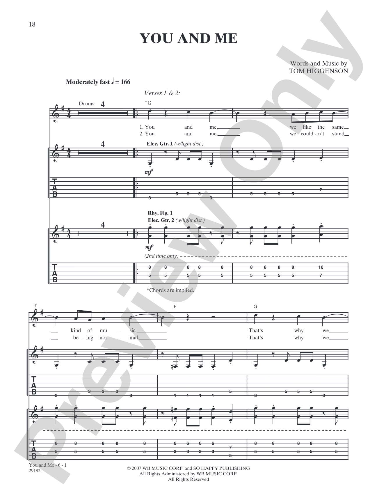 You and Me: Authentic Guitar TAB