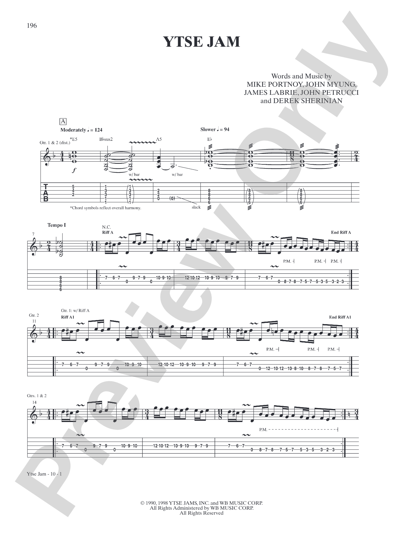 Ytse Jam: Authentic Guitar TAB