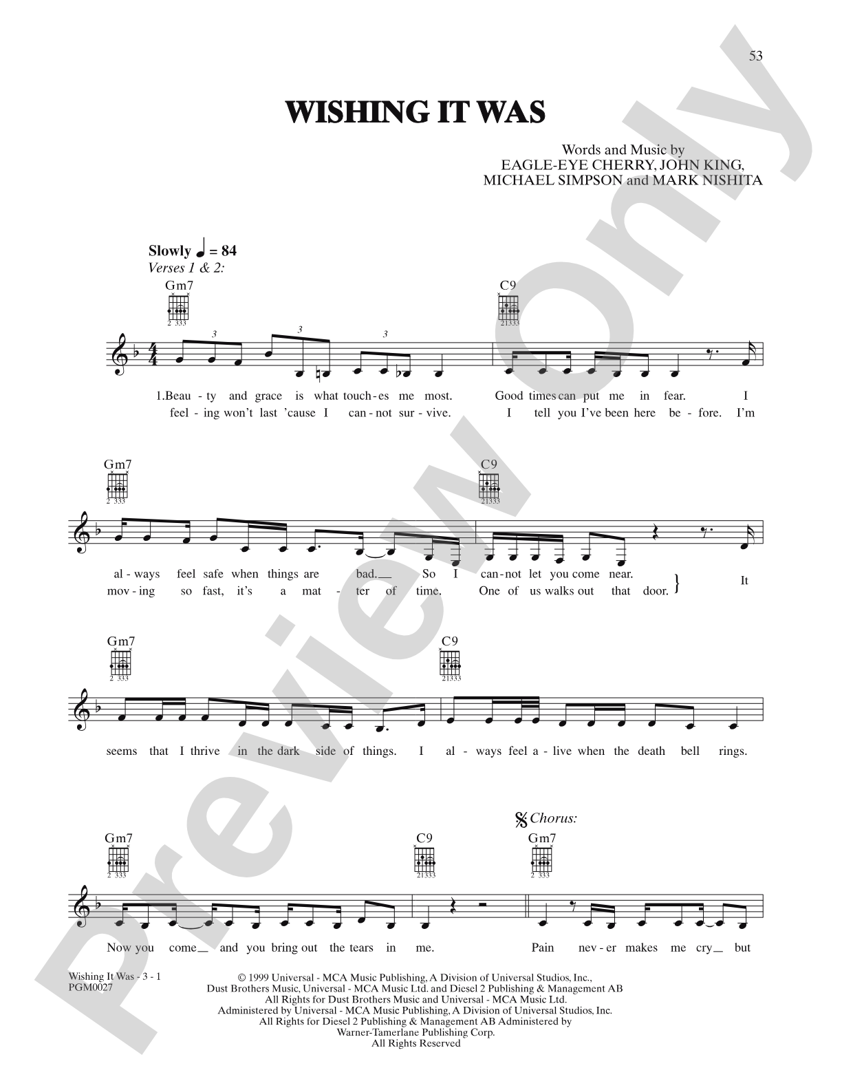 Wishing It Was: Lead Sheet