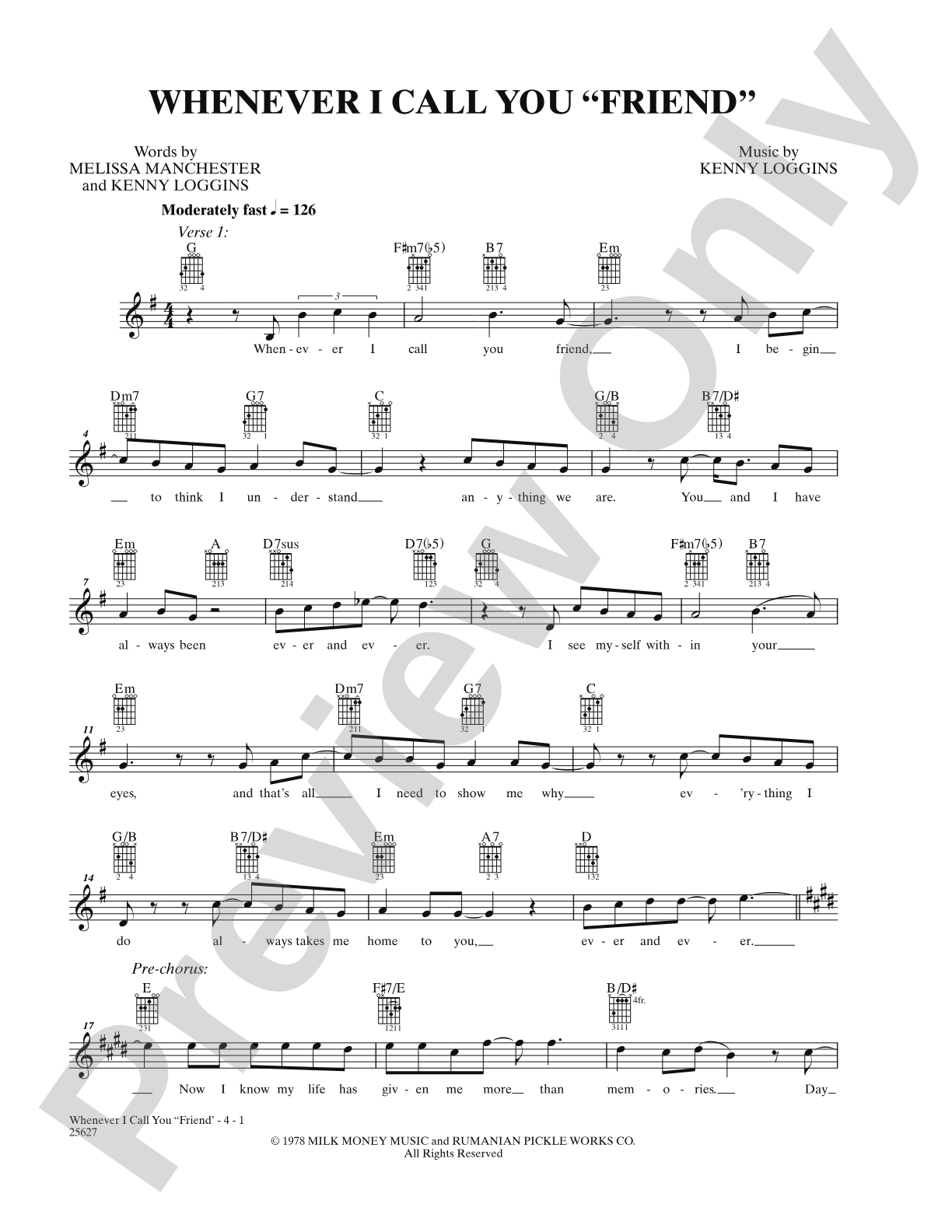 Whenever I Call You "Friend": Lead Sheet