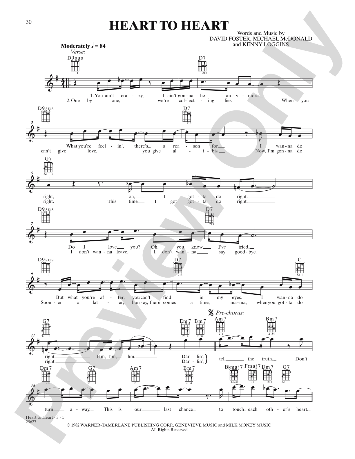 Heart To Heart: Lead Sheet