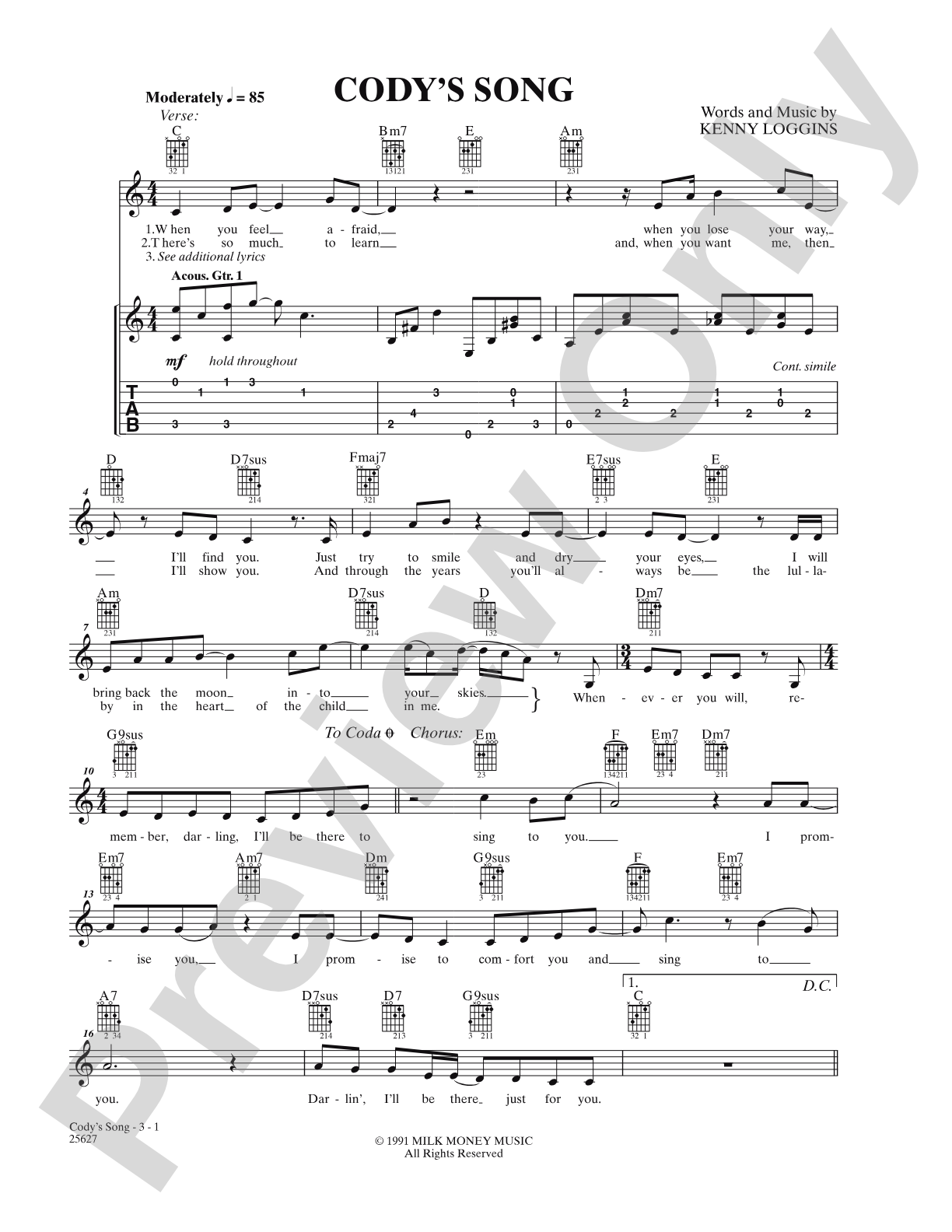 Cody's Song: Lead Sheet
