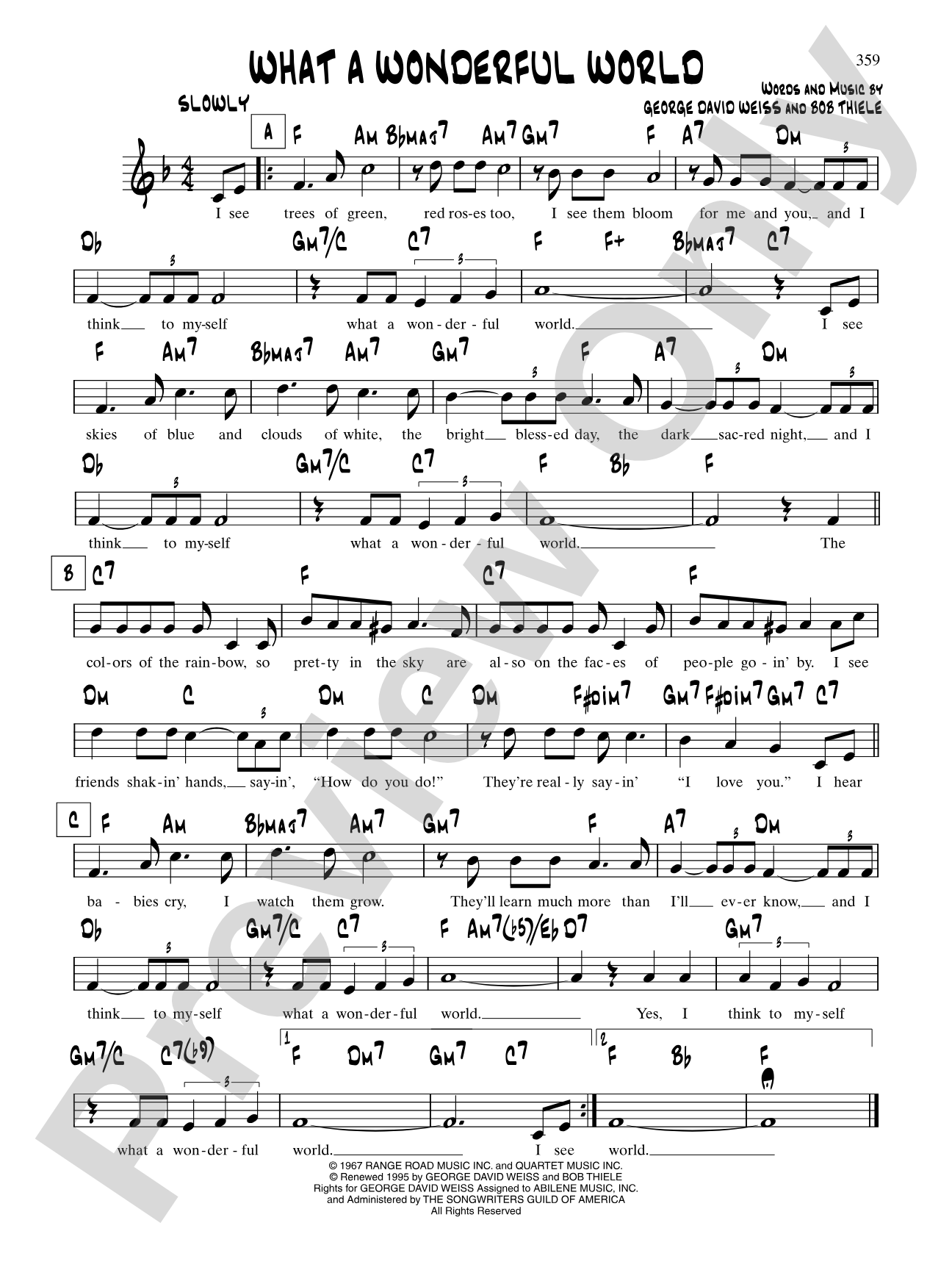 What A Wonderful World: Lead Sheet