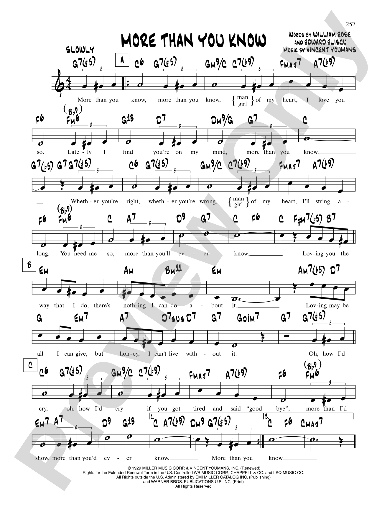More Than You Know: Lead Sheet