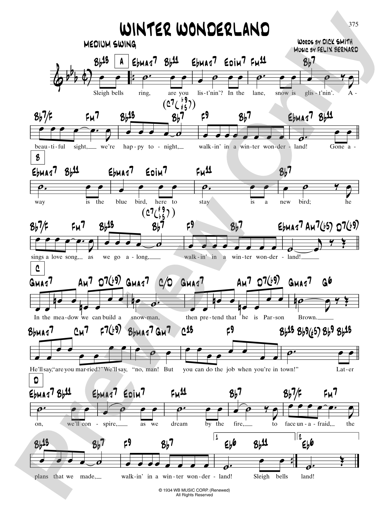 Winter Wonderland: Lead Sheet