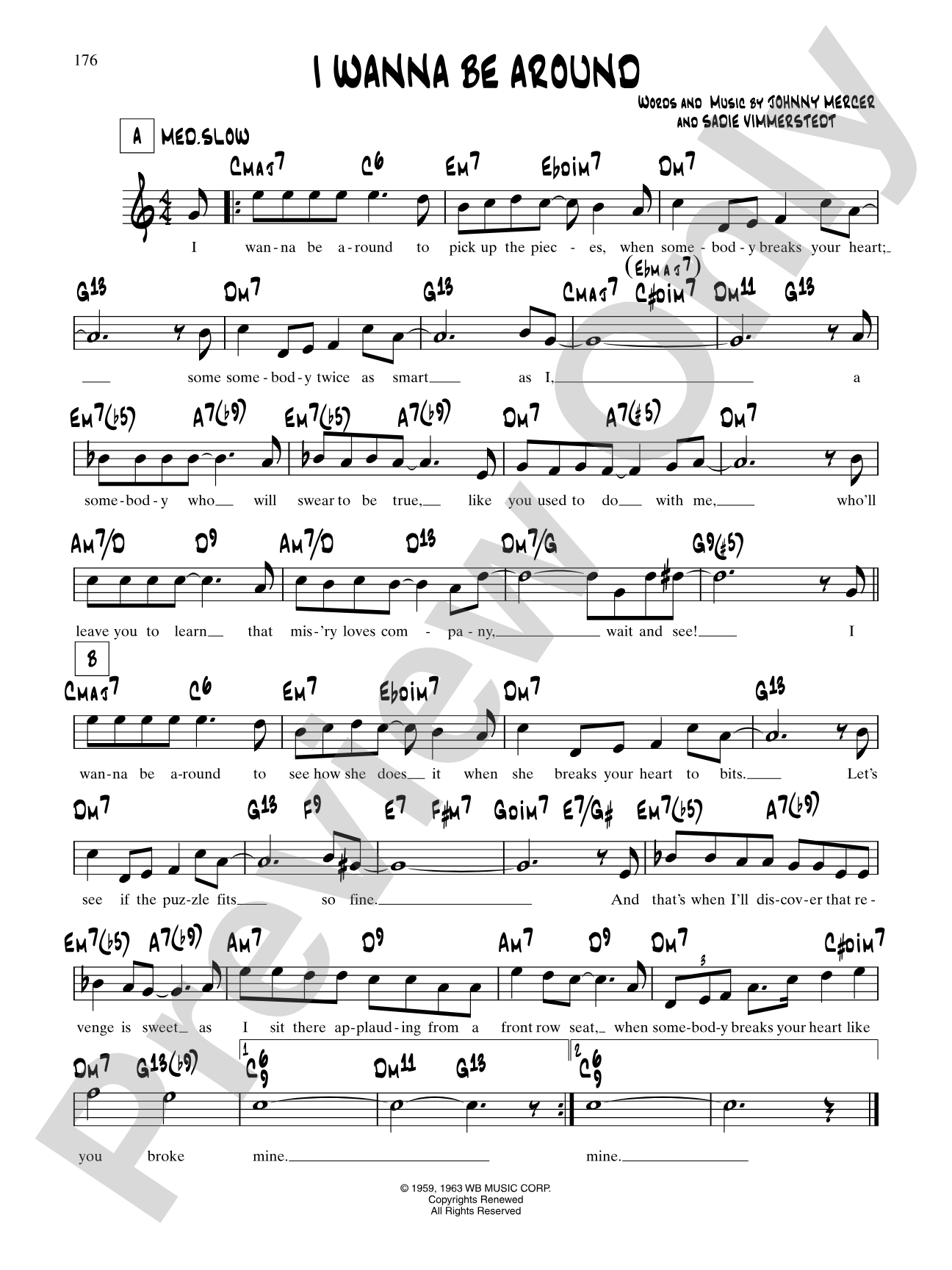 I Wanna Be Around: Lead Sheet