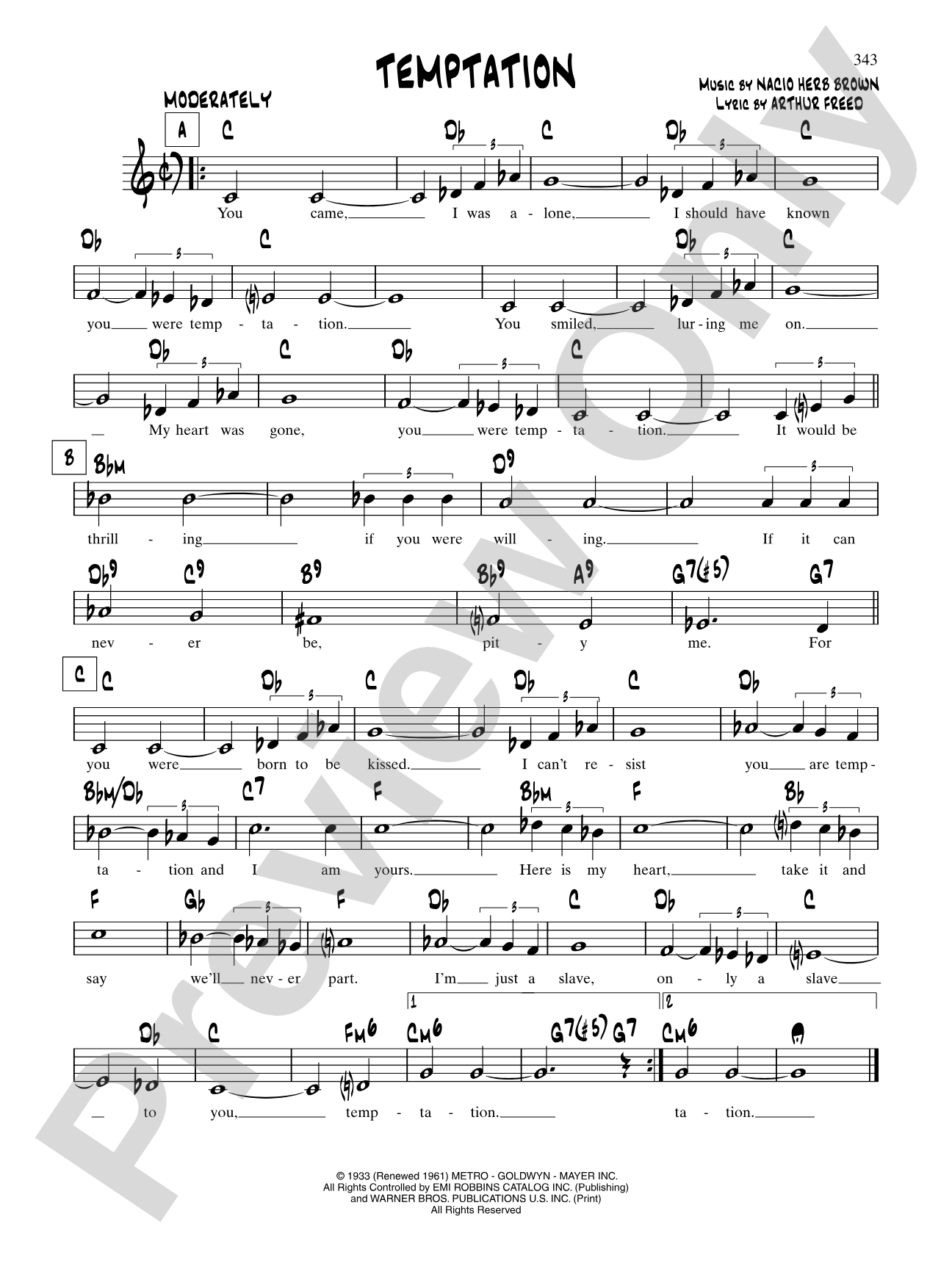 Temptation: Lead Sheet