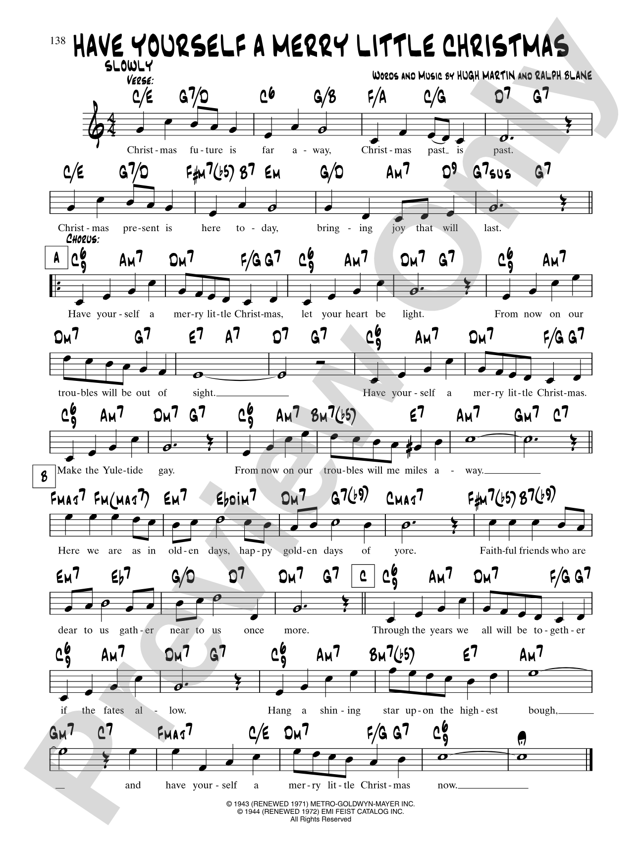 Have Yourself A Merry Little Christmas: Lead Sheet