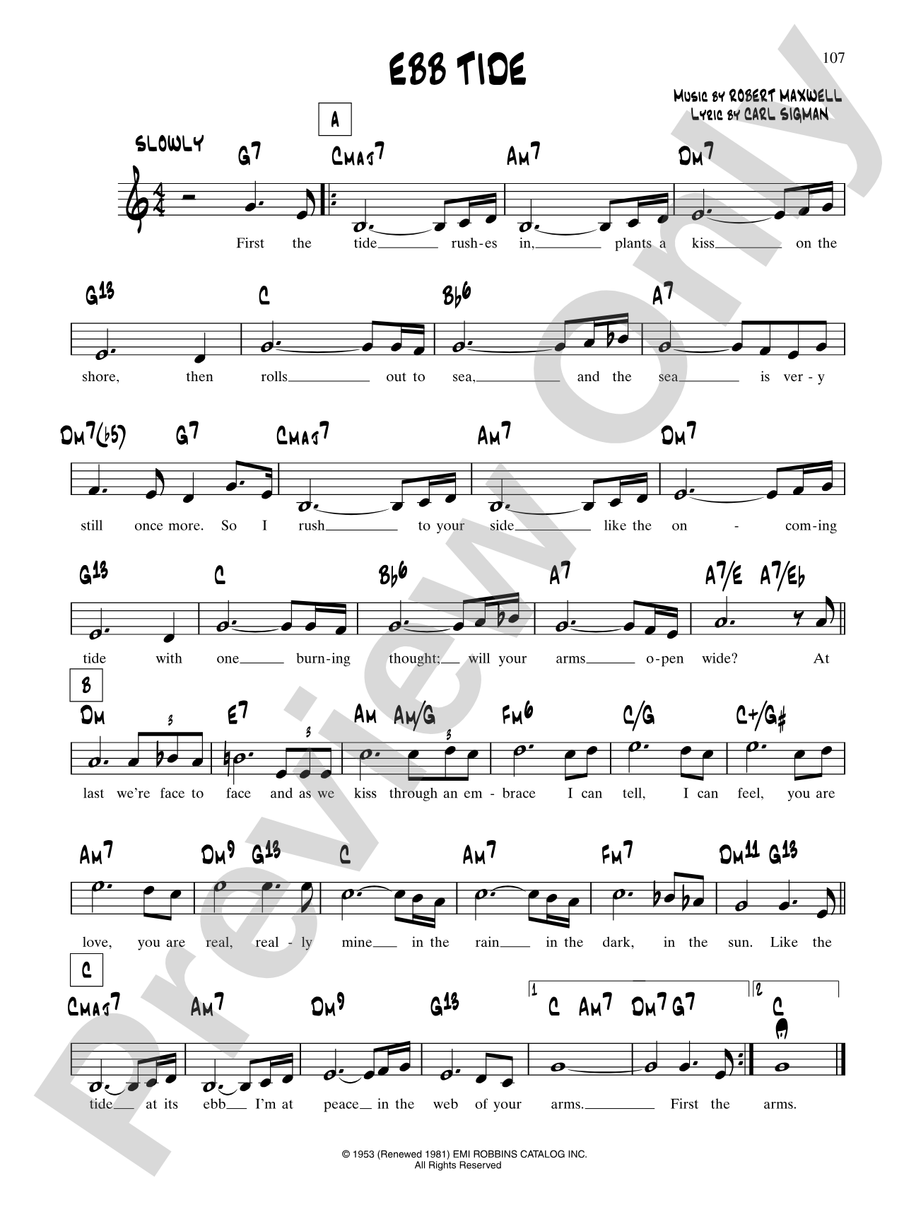 Ebb Tide: Lead Sheet