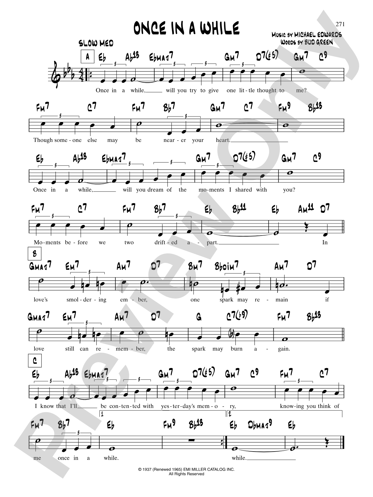 Once In A While: Lead Sheet