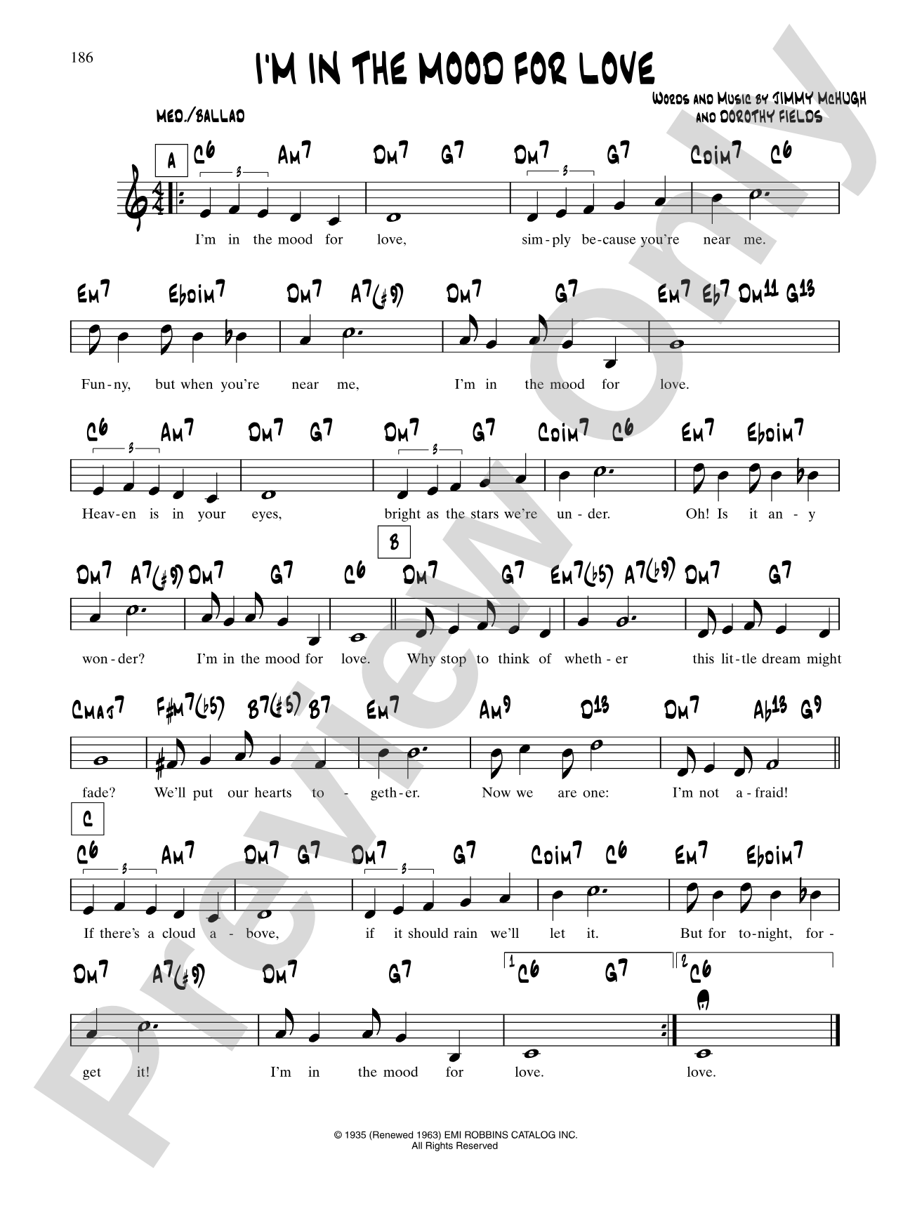 I'm In The Mood For Love: Lead Sheet