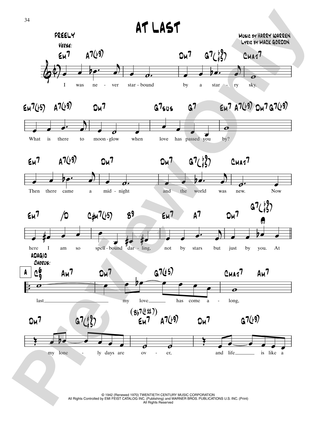 At Last: Lead Sheet