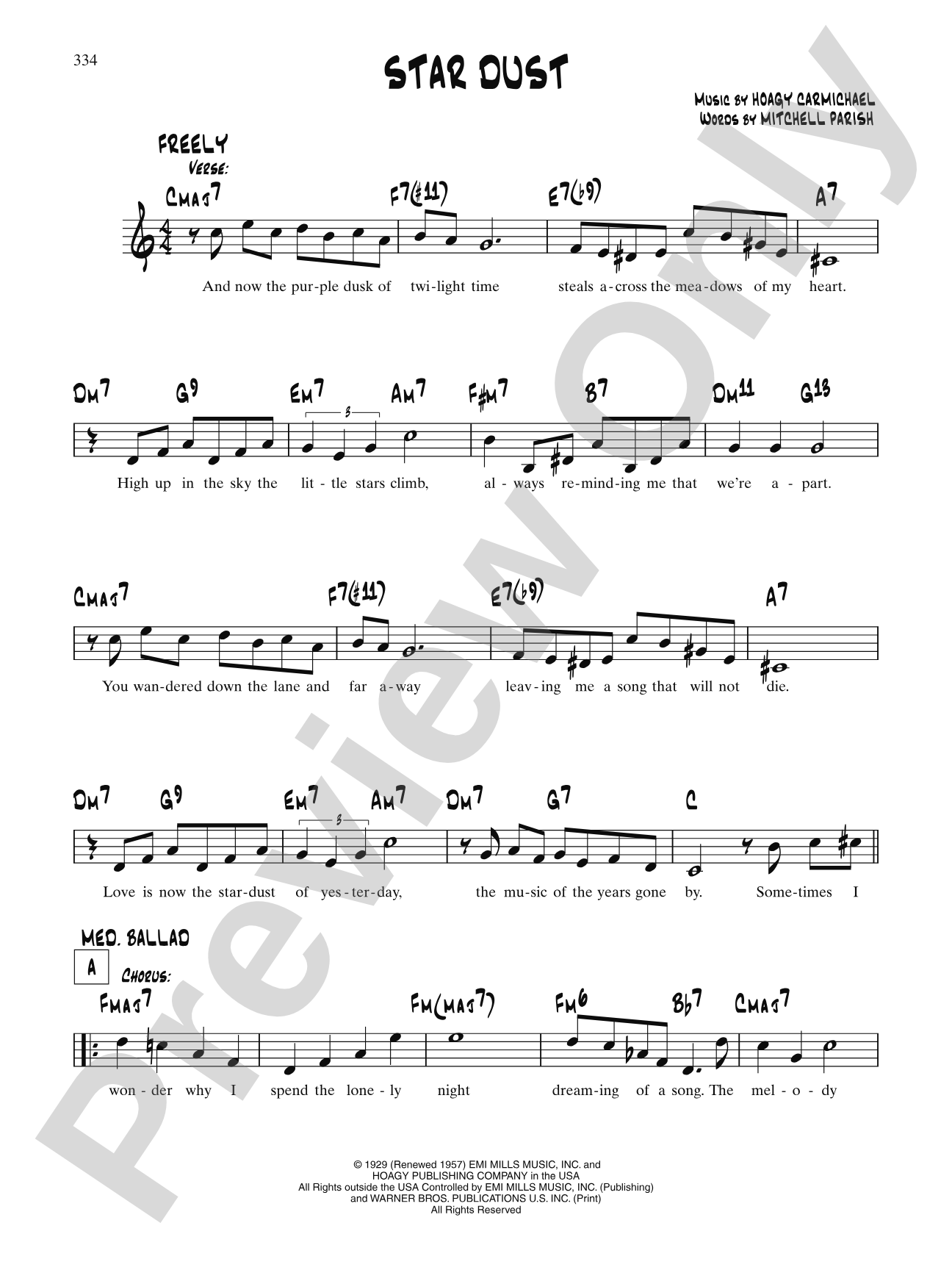 Star Dust: Lead Sheet