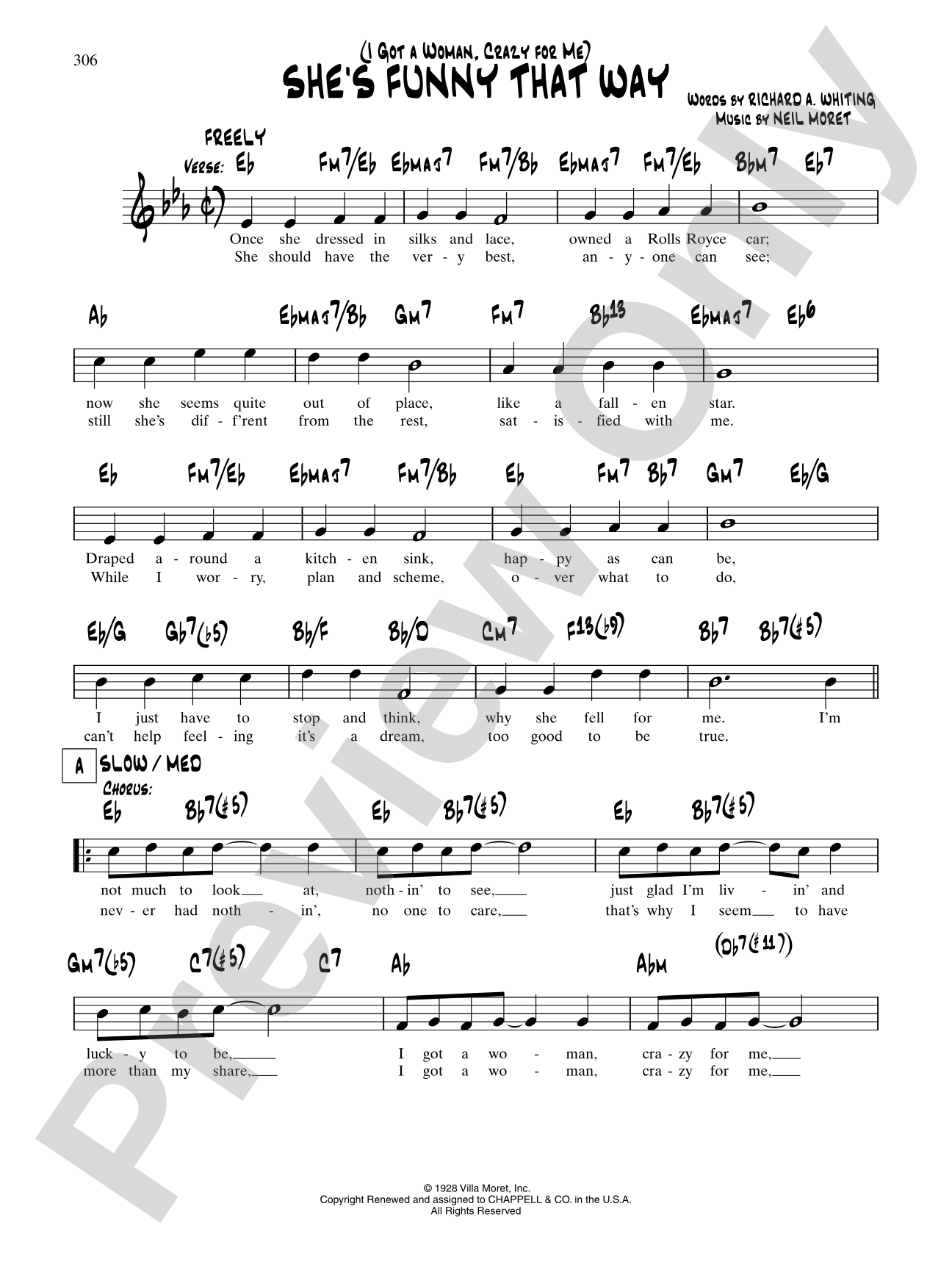 She's Funny That Way: Lead Sheet